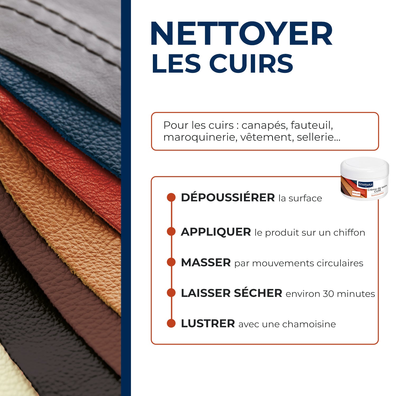 STARWAX - Crème de soin incolore pour cuir 150ml Incolore