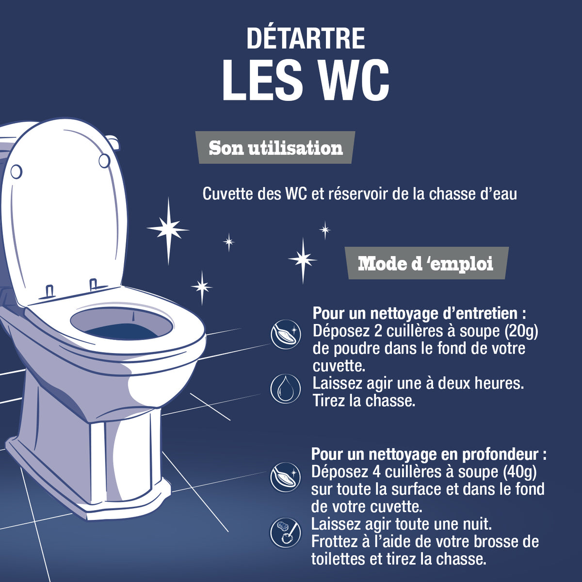 Lot de 6 Poudre WC super détartrante