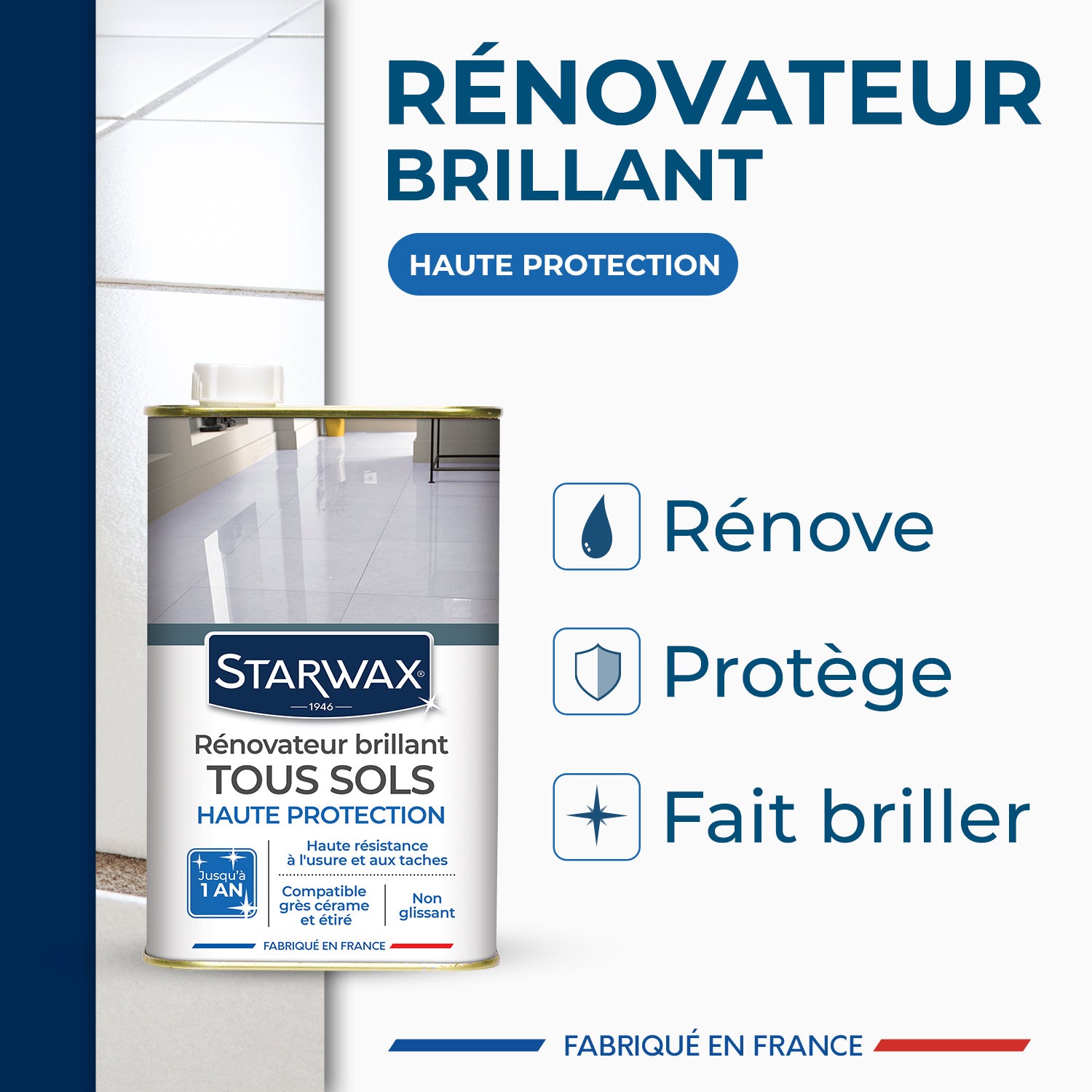 STARWAX - Rénovateur brillant protecteur pour sols intérieurs 1L