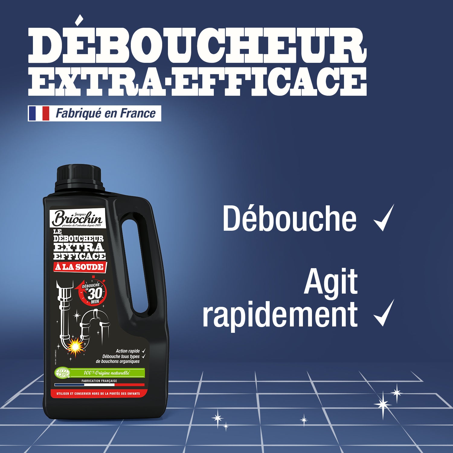 JACQUES BRIOCHIN - Le déboucheur extra efficace à la soude 900ml Sans parfum