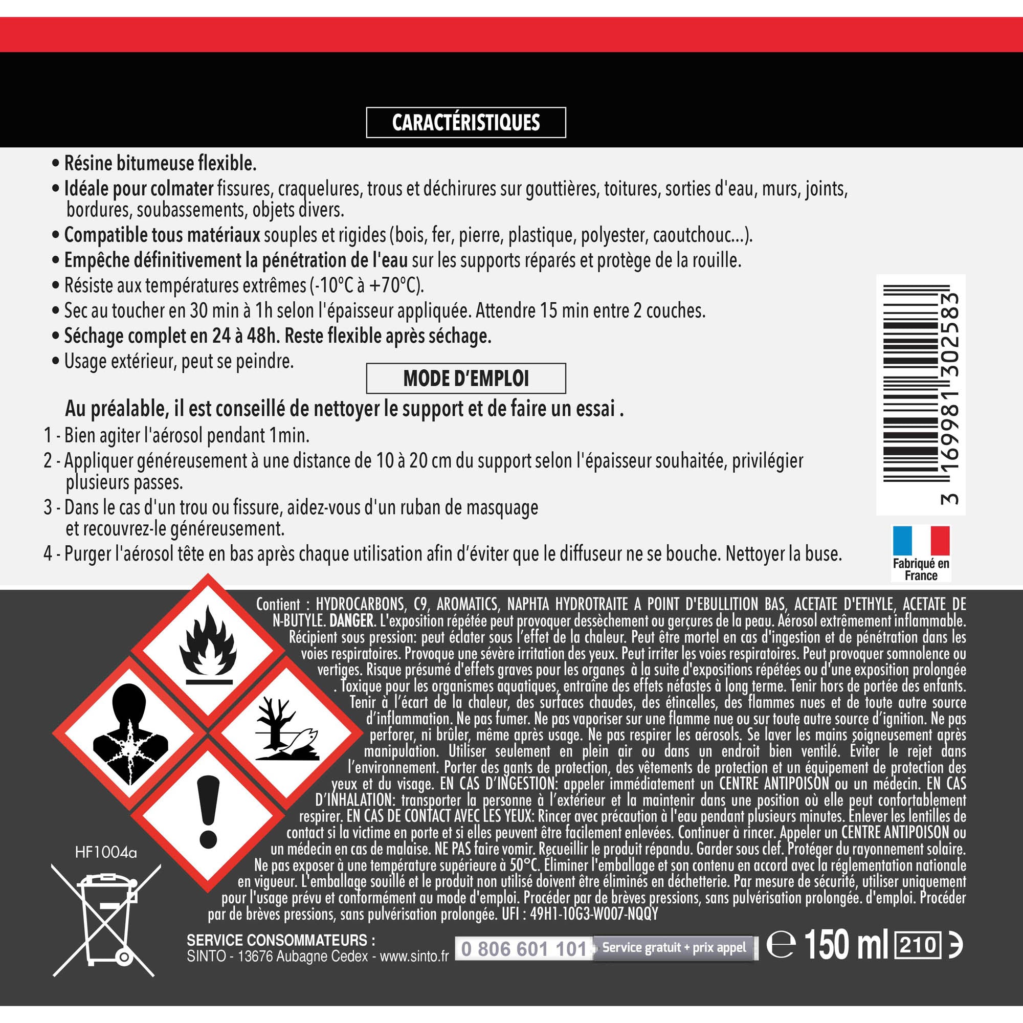 SINTO - Fuites et infiltrations 300ml Noir