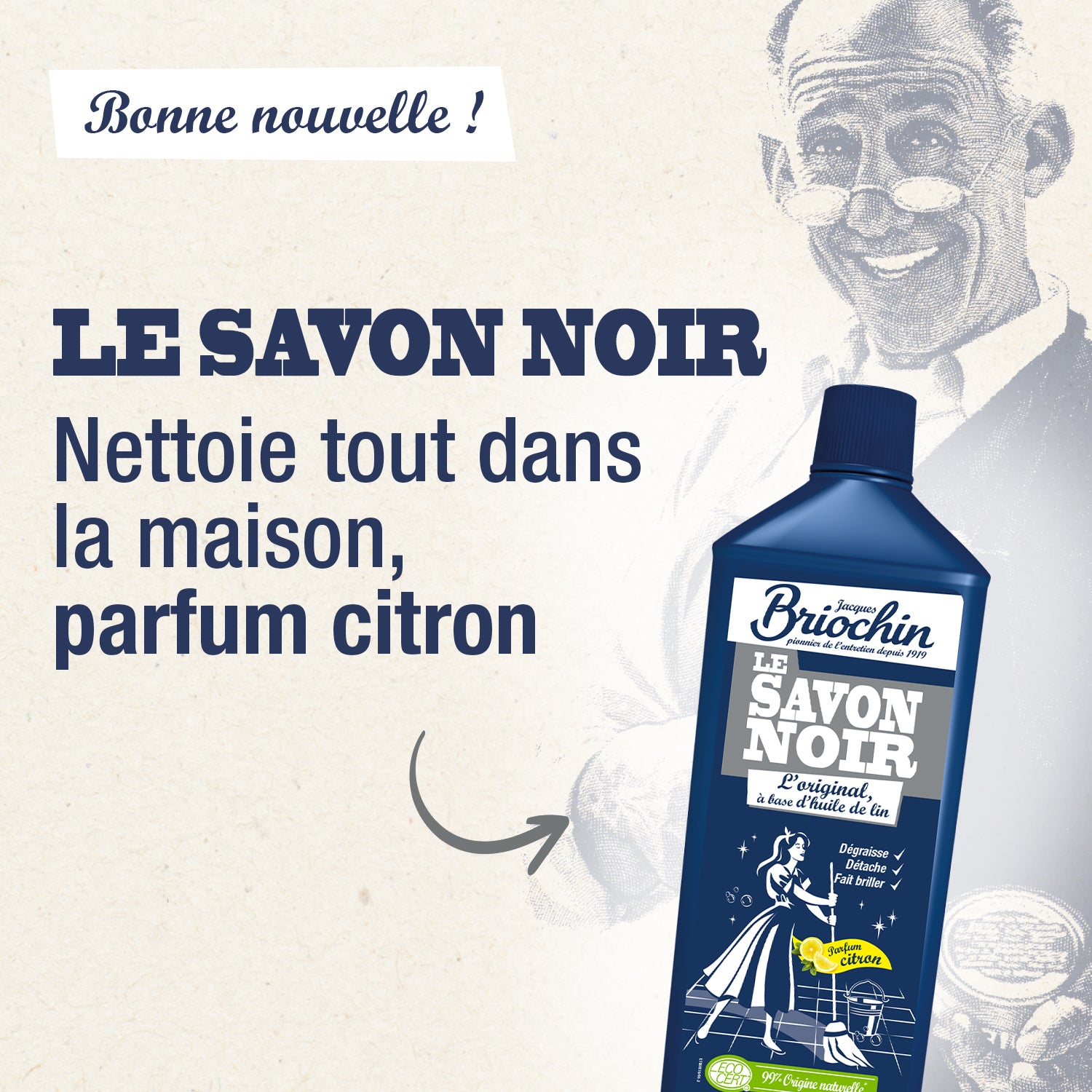JACQUES BRIOCHIN - Savon noir parfum citron frais 1L citron