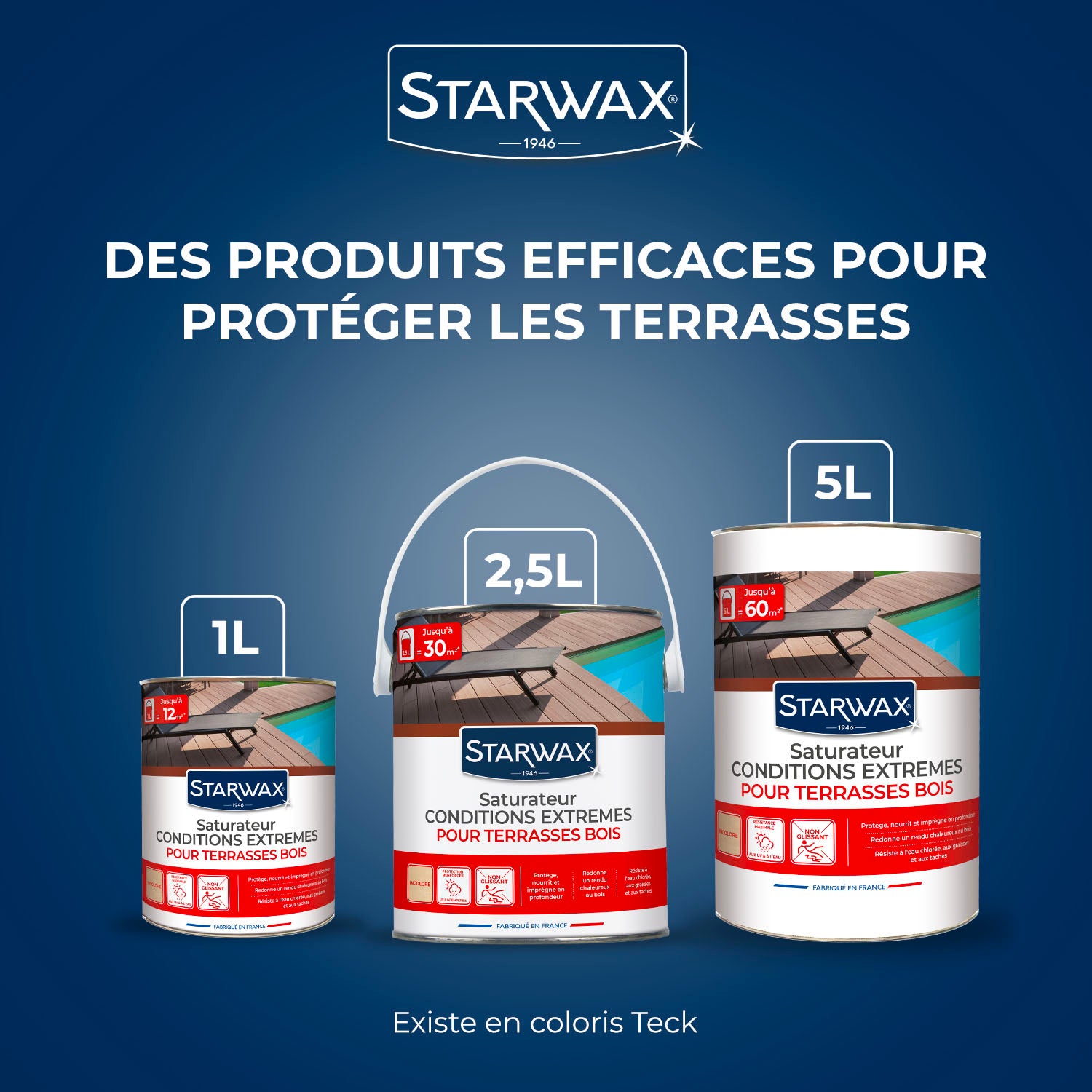STARWAX - Saturateur bois extérieurs conditions extrêmes
 1L Incolore