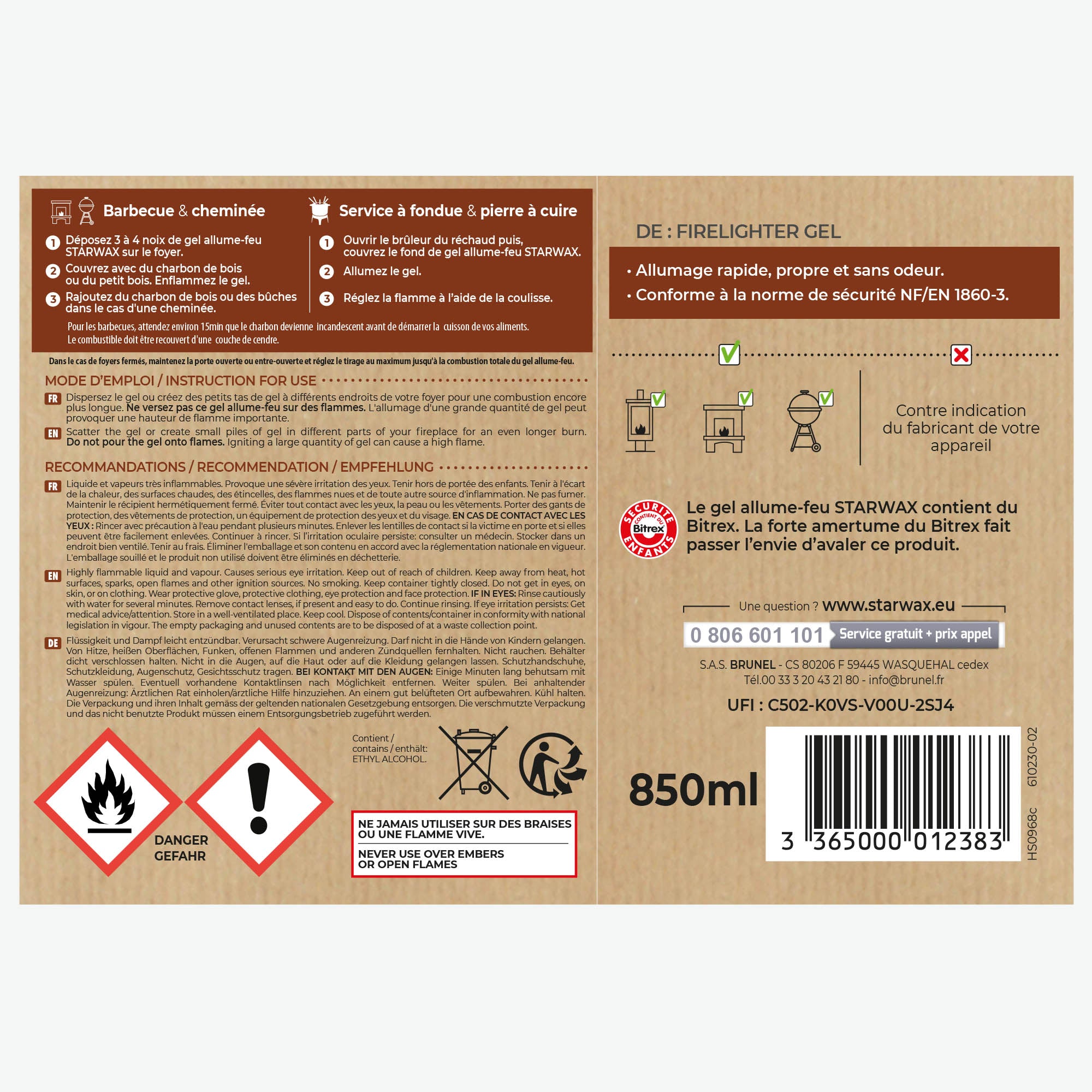 STARWAX - Gel Allume feu 850ml