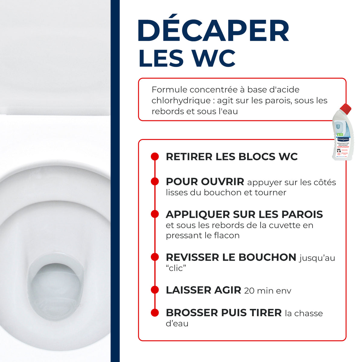 STARWAX - Détartrant surpuissant gel pour WC 750ml