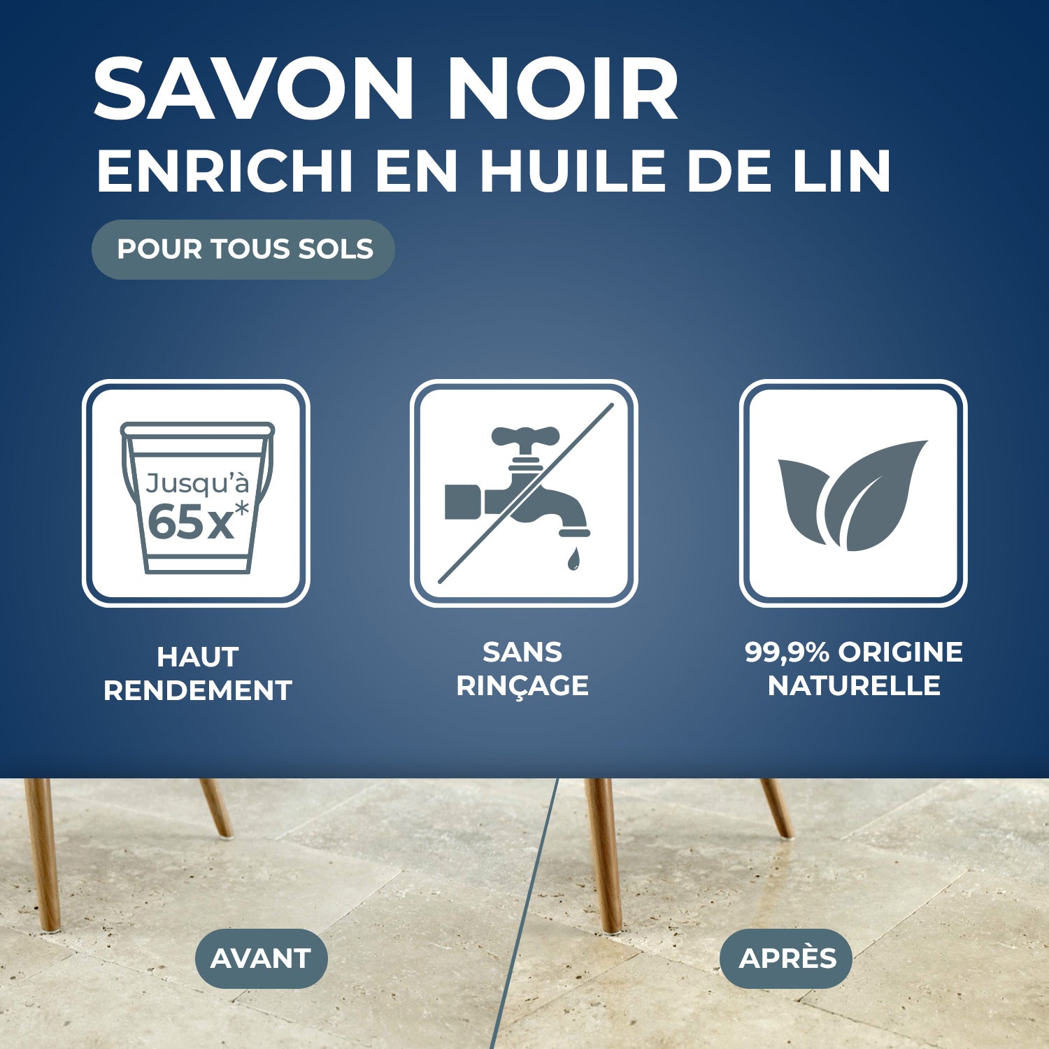 STARWAX - Savon noir à l'huile de lin pour les sols intérieurs 1L