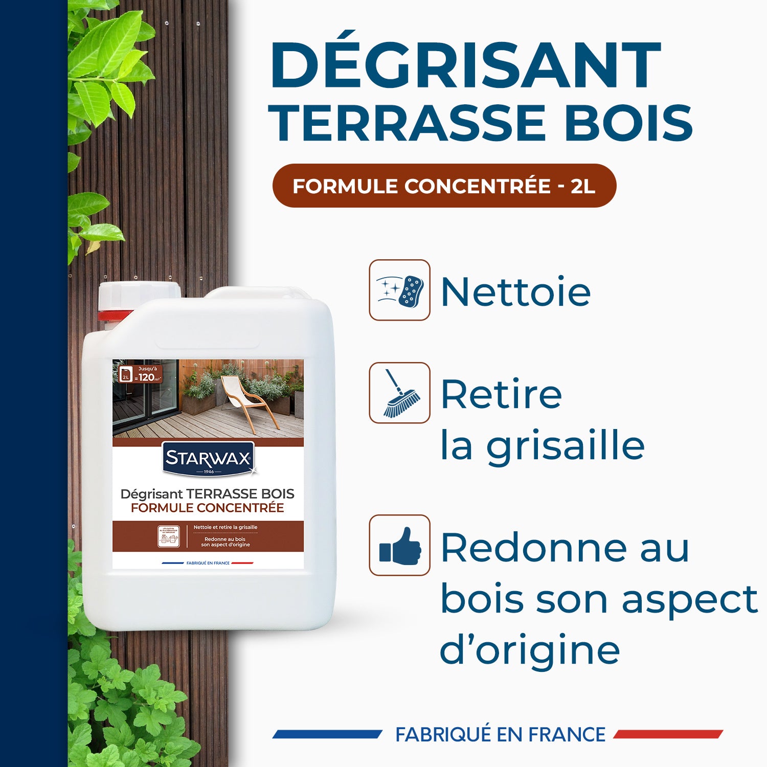 STARWAX - Dégrisant concentré pour terrasse en bois
 2L