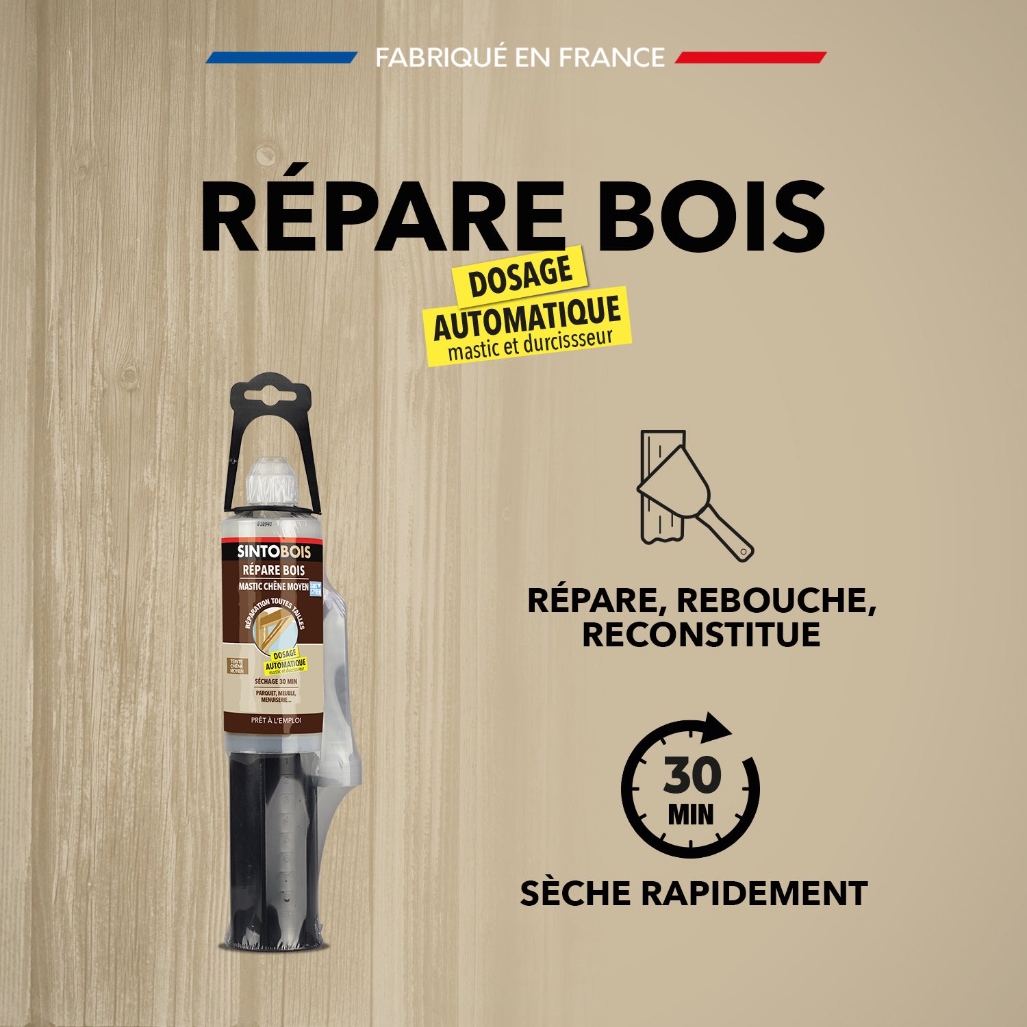 SINTO - Reconstitue angles et gros trous 500ml Chêne