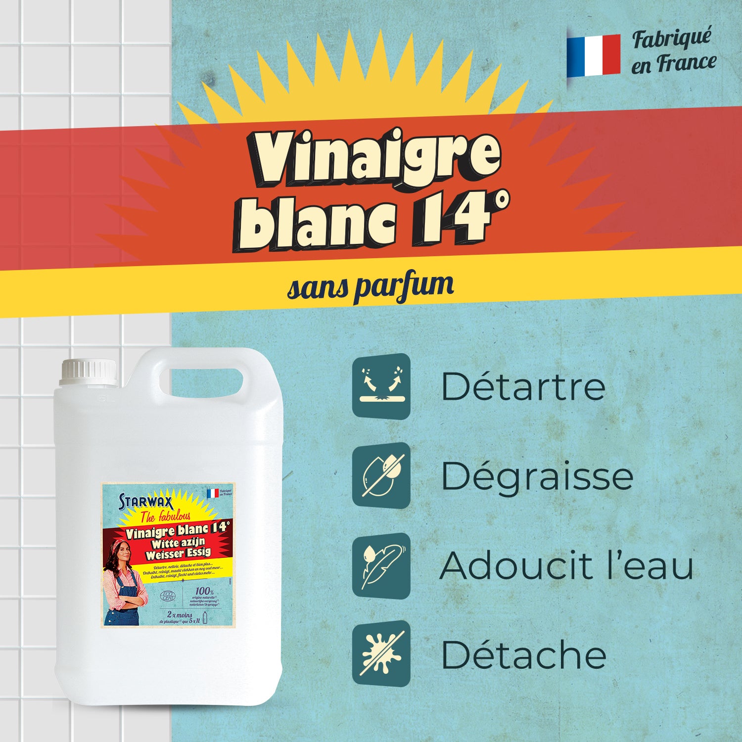 STARWAX FABULOUS - Vinaigre blanc 14° 1L