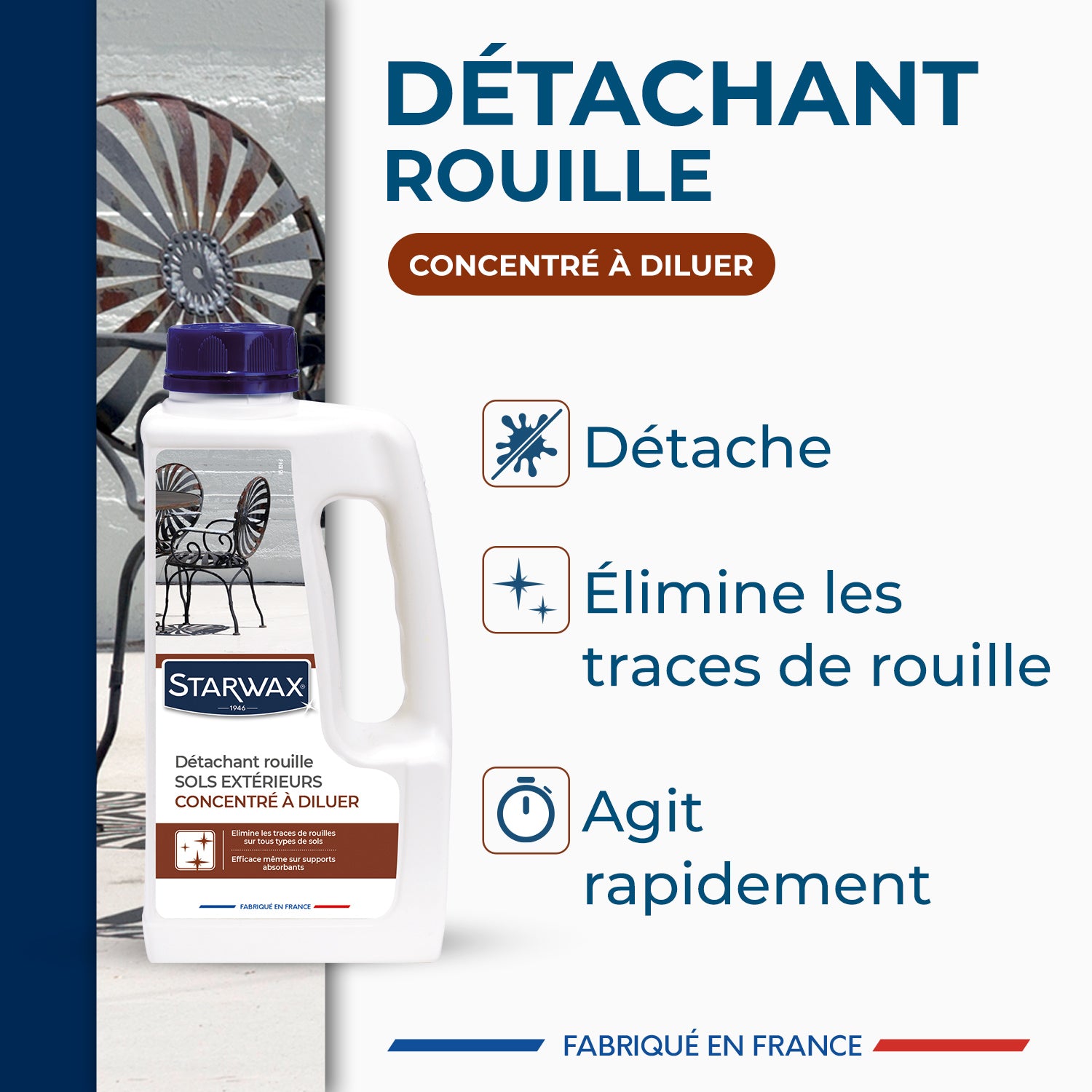 STARWAX - Détachant rouille pour sols extérieurs
 1L