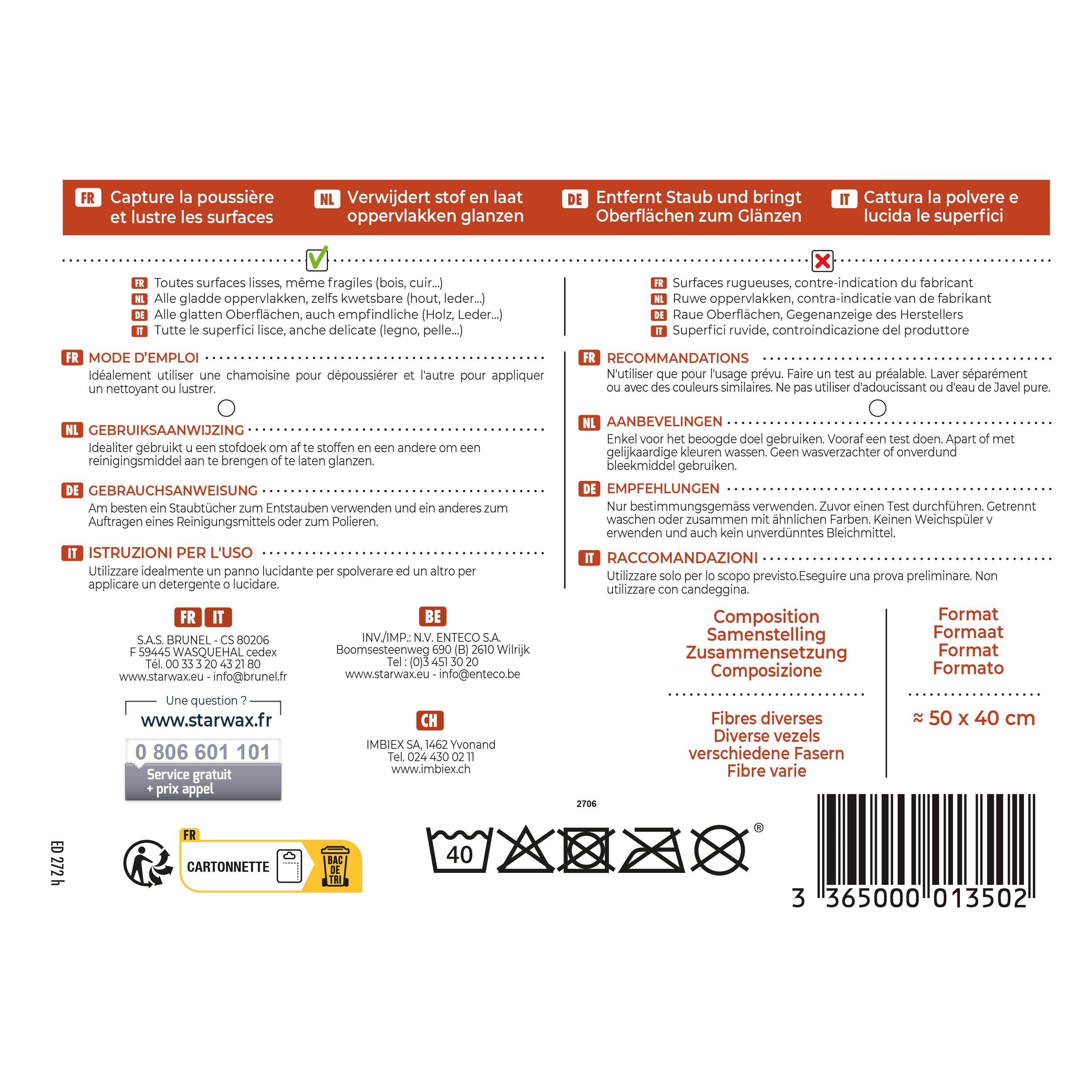 STARWAX - Chamoisines pour mobilier intérieur X2