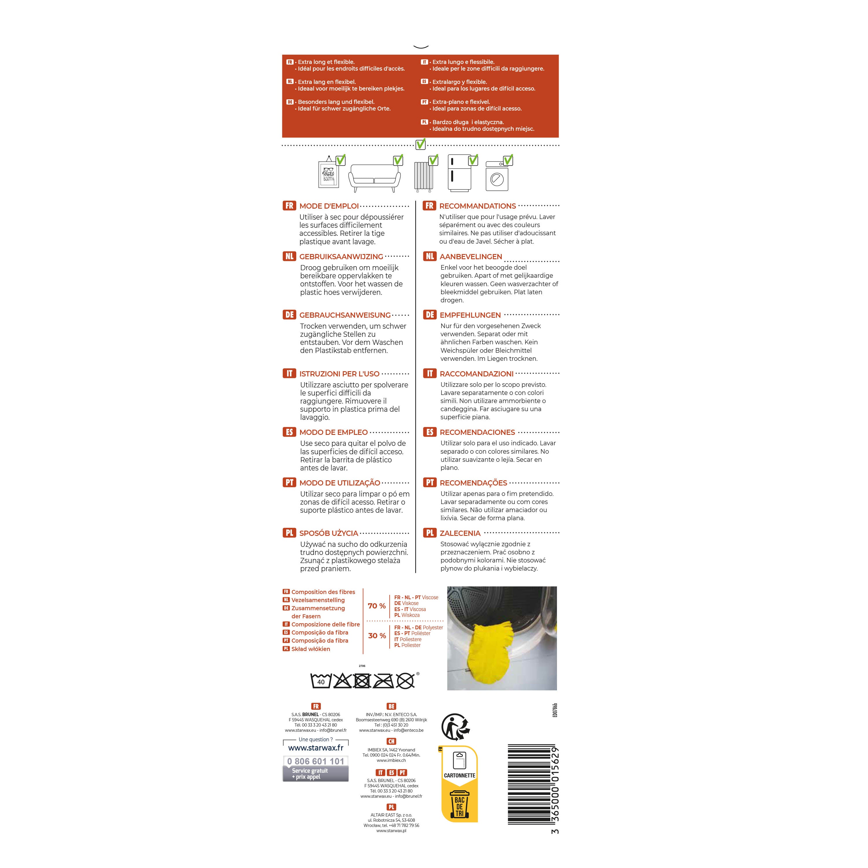 STARWAX - Plumeau extra plat et long dépoussiérant X1