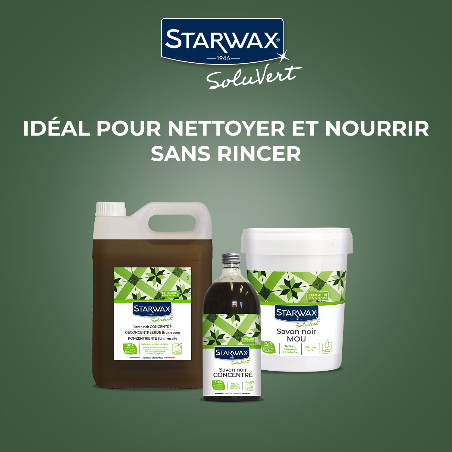 STARWAX SOLUVERT - Savon noir concentré à l'huile d'olive 1L