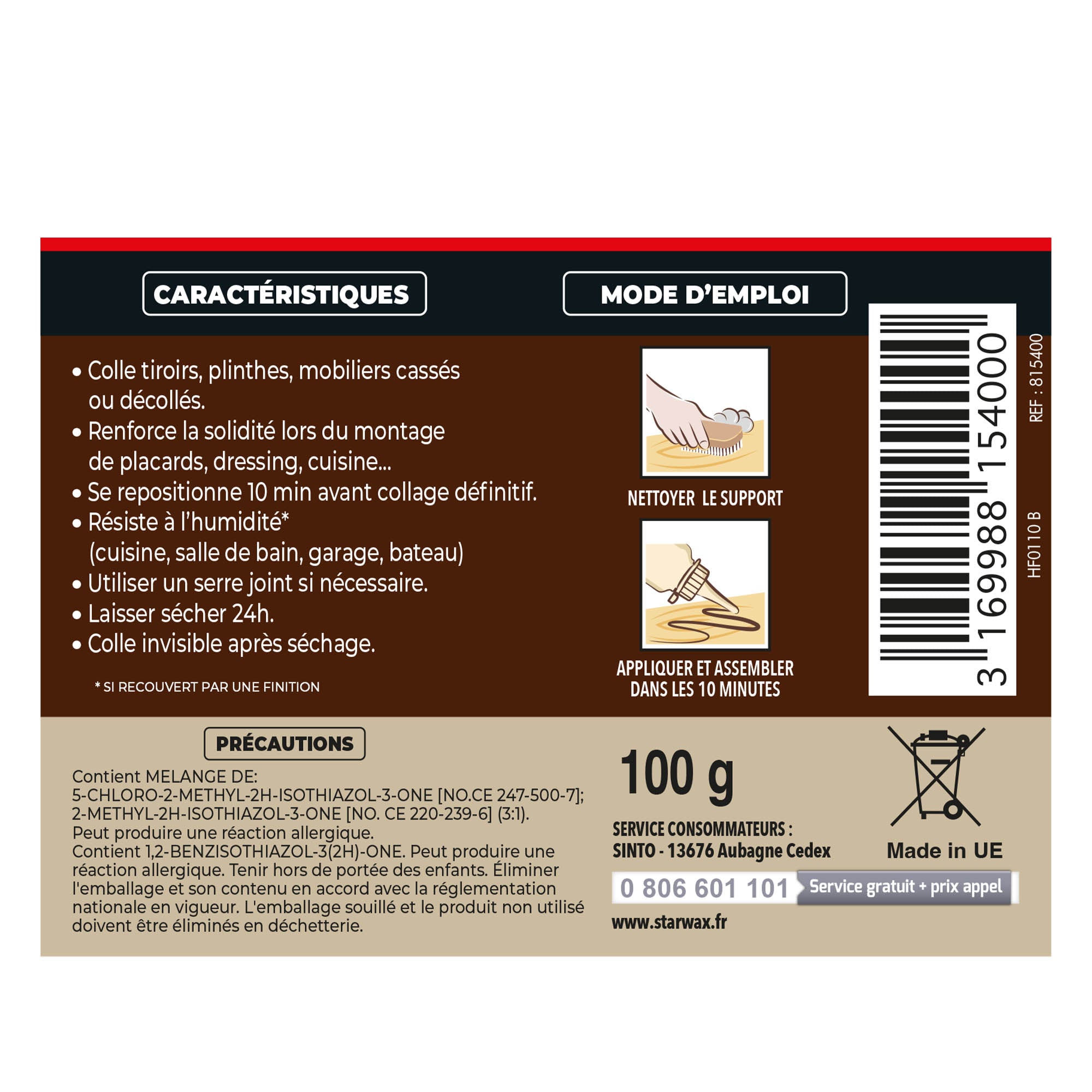 SINTO - Colle bois et dérives 100g