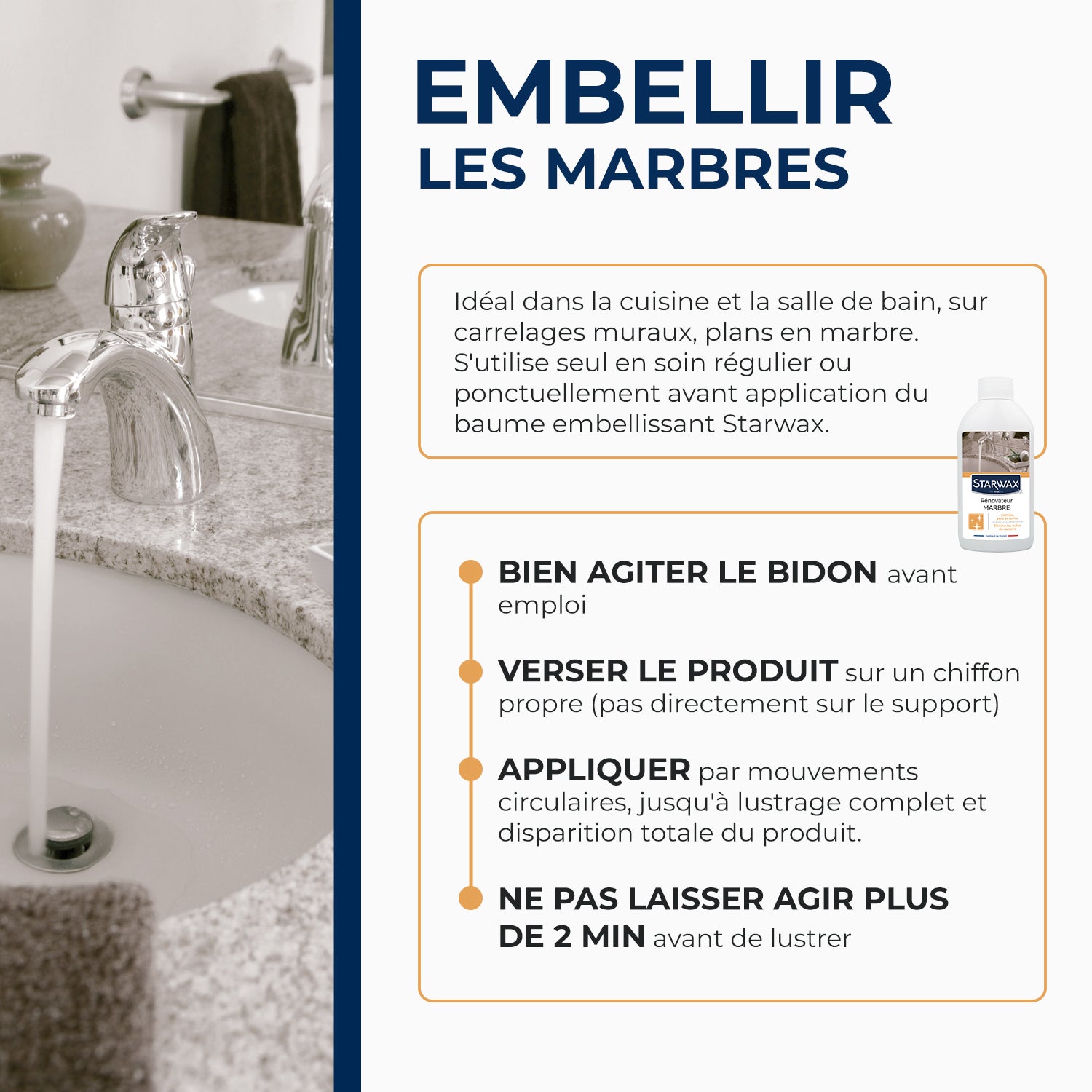 STARWAX - Rénovateur de brillance pour marbre et pierres naturelles 250ml