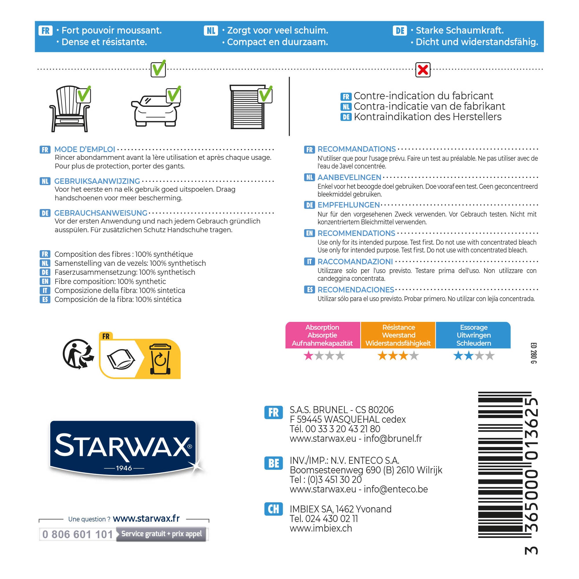 STARWAX - Eponge gros nettoyages X1