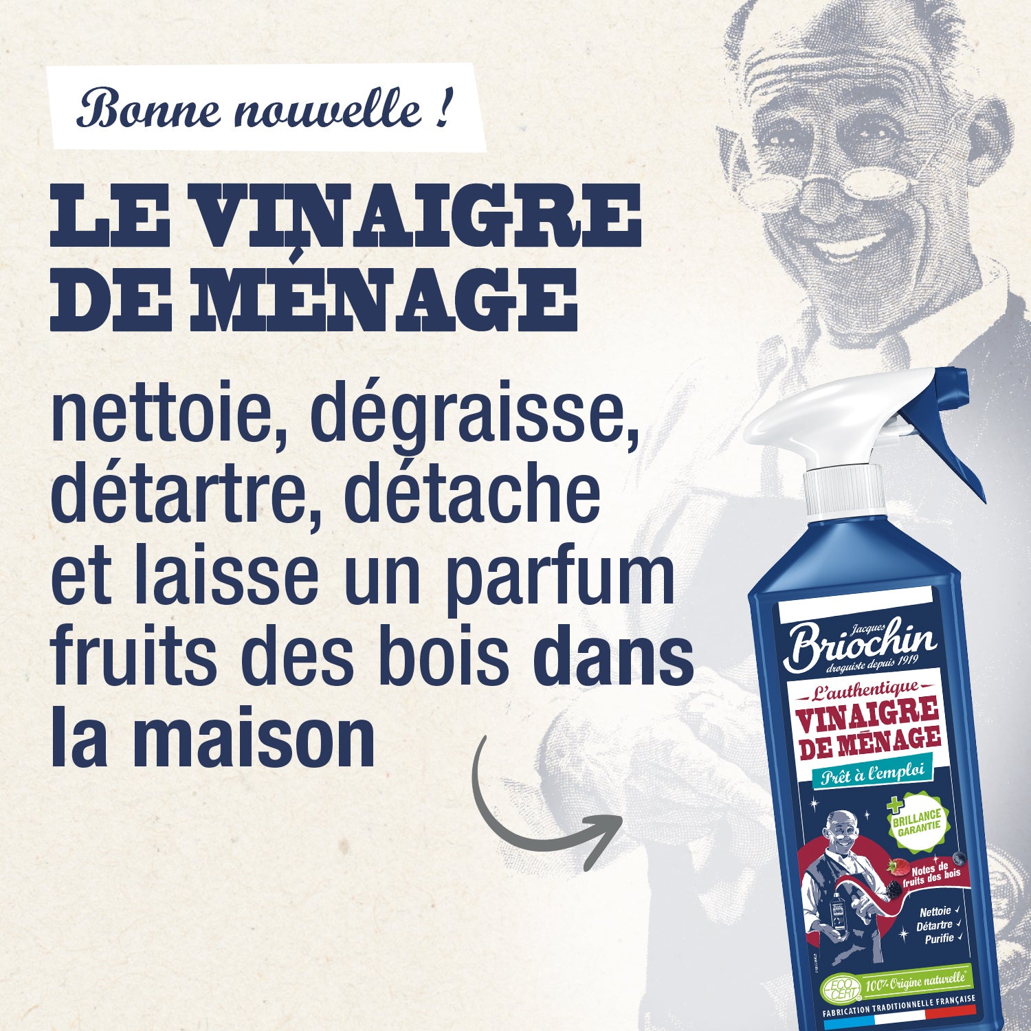 JACQUES BRIOCHIN - Vinaigre de ménage prêt à l'emploi parfum fruits des bois 750ml Fruits des bois