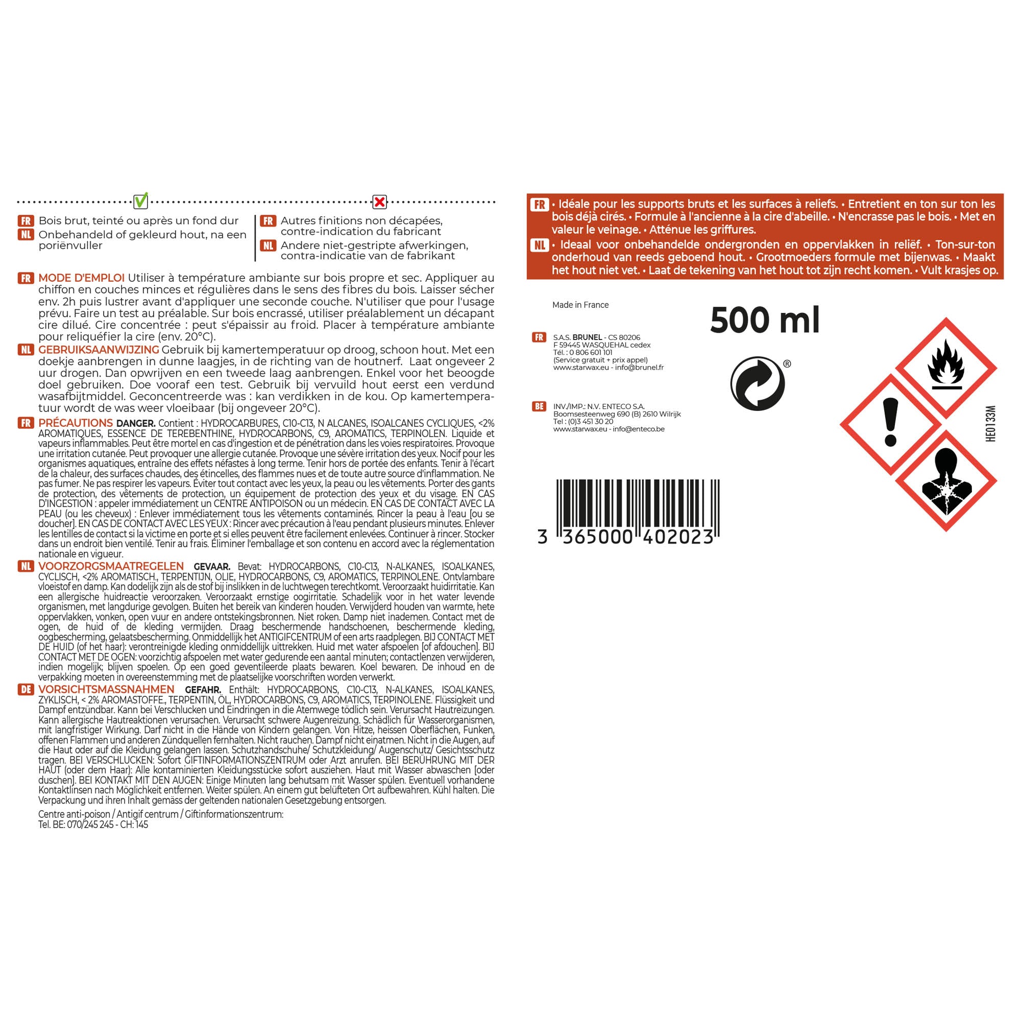 STARWAX - Cire antiquaire liquide pour bois cirés 500ml Incolore