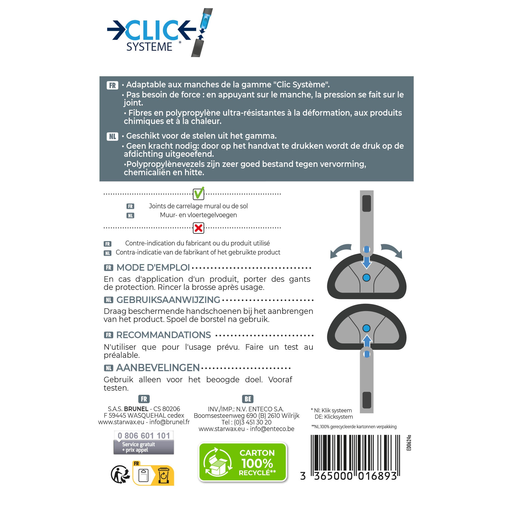 STARWAX - Brosse à joints Clic système X1