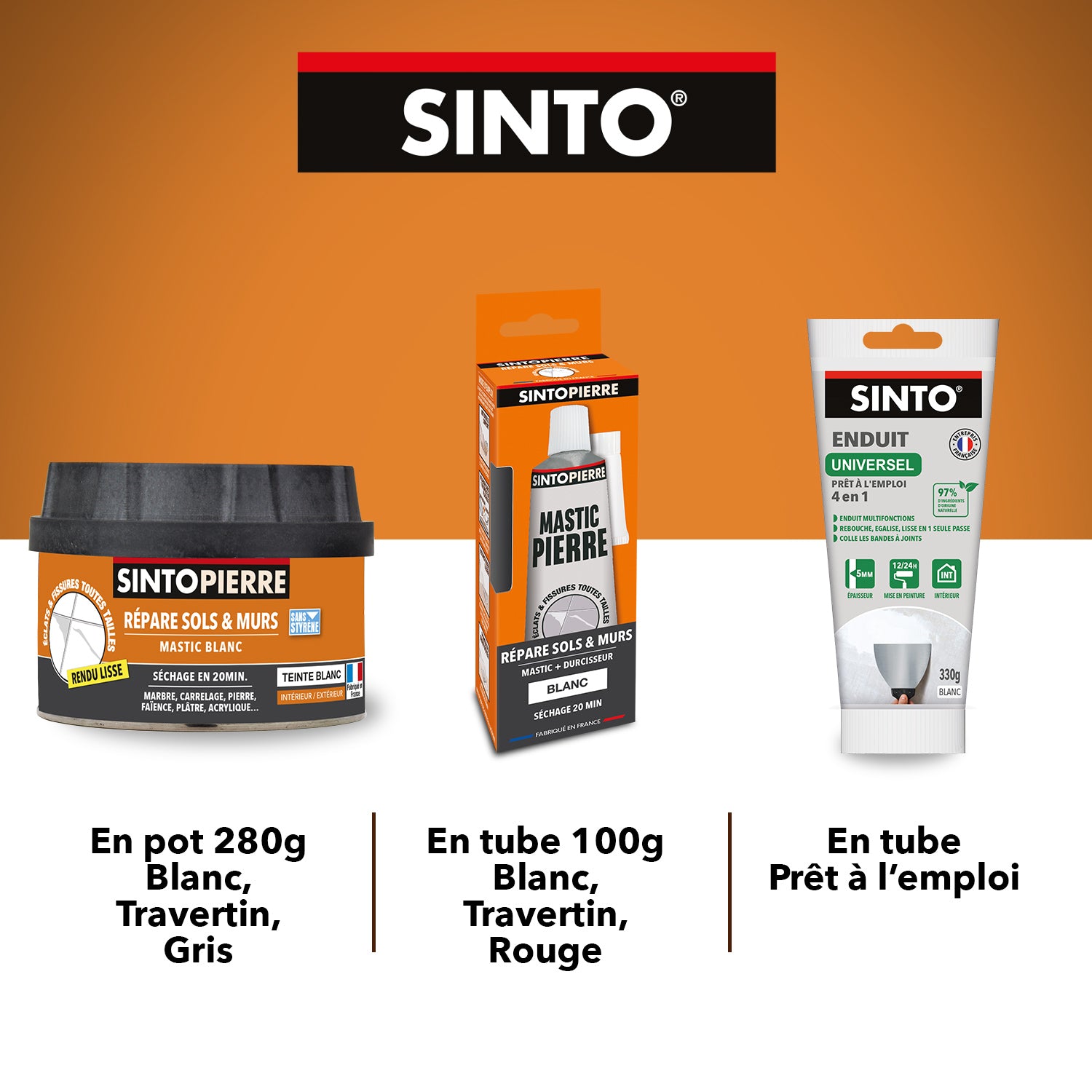 SINTO - Répare sols et murs (parement, pierres, travertin, comblanchien) 280g Travertin