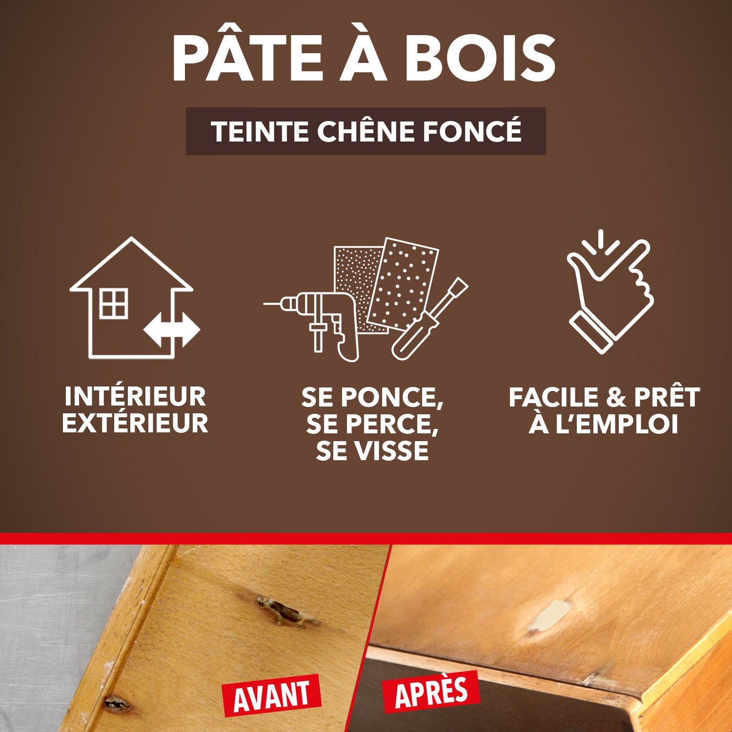 SINTO - Pâte à bois tradition 550ml Chêne clair