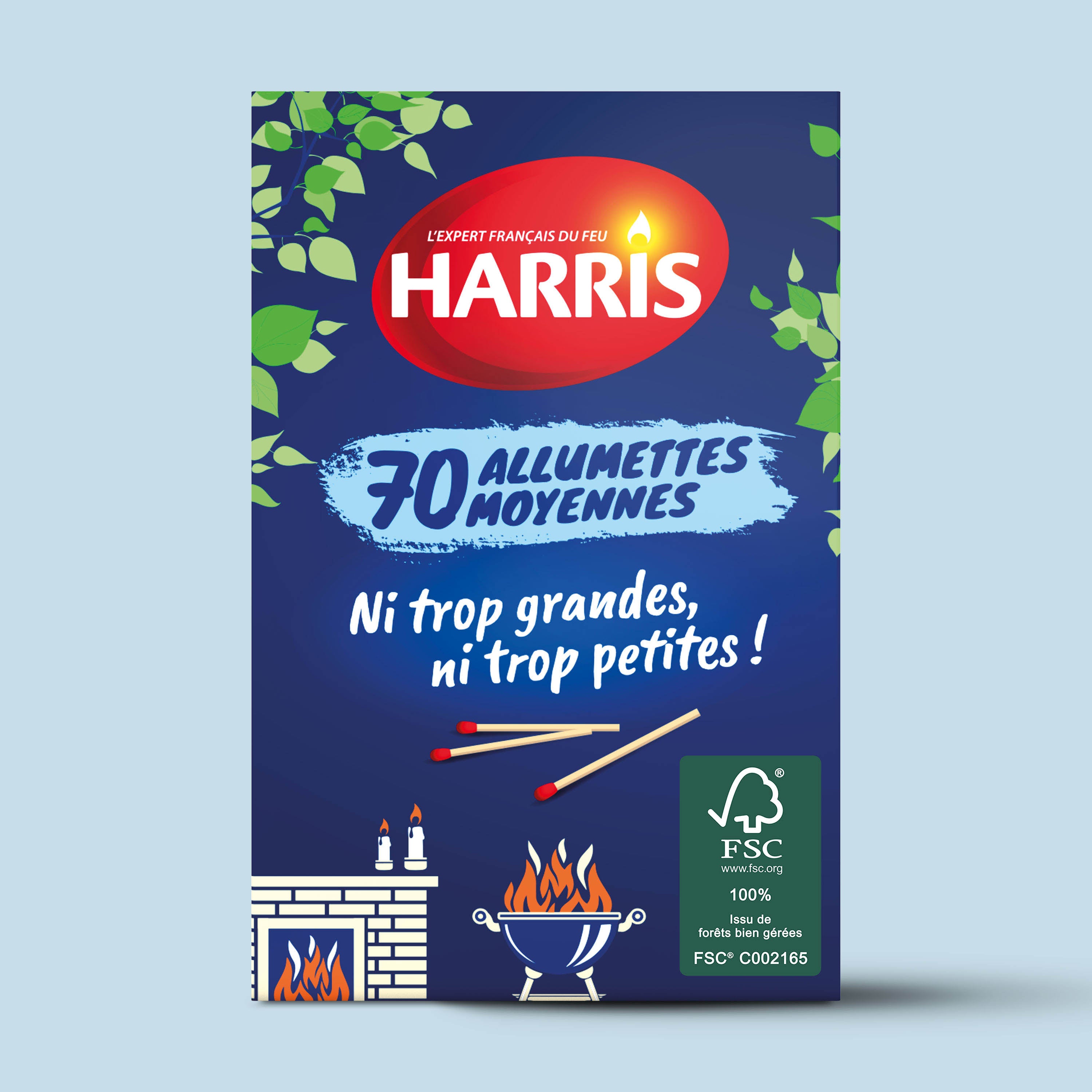 HARRIS - 70 Allumettes moyennes certifiées FSC® x70