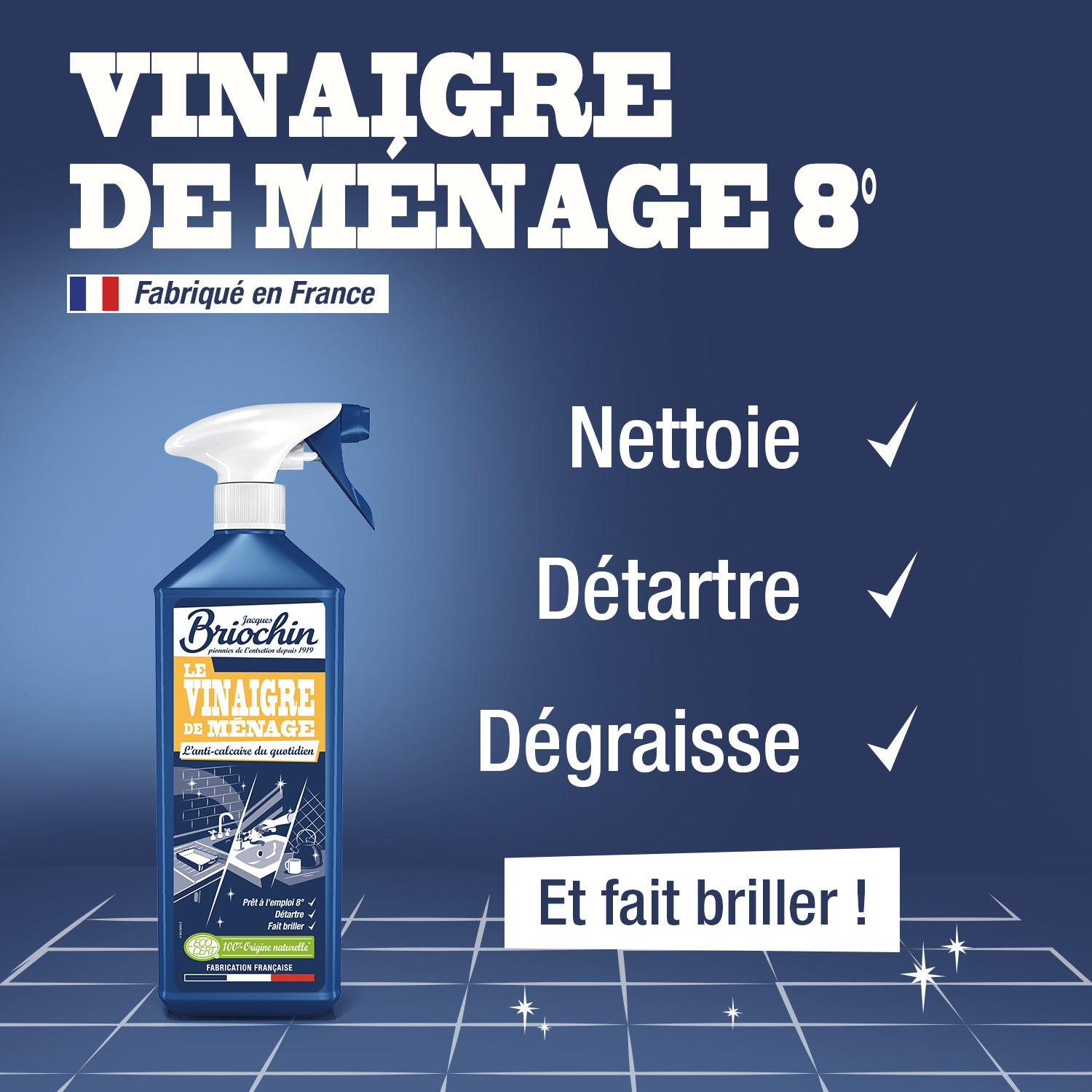 JACQUES BRIOCHIN - Vinaigre de ménage prêt à l'emploi 750ml
