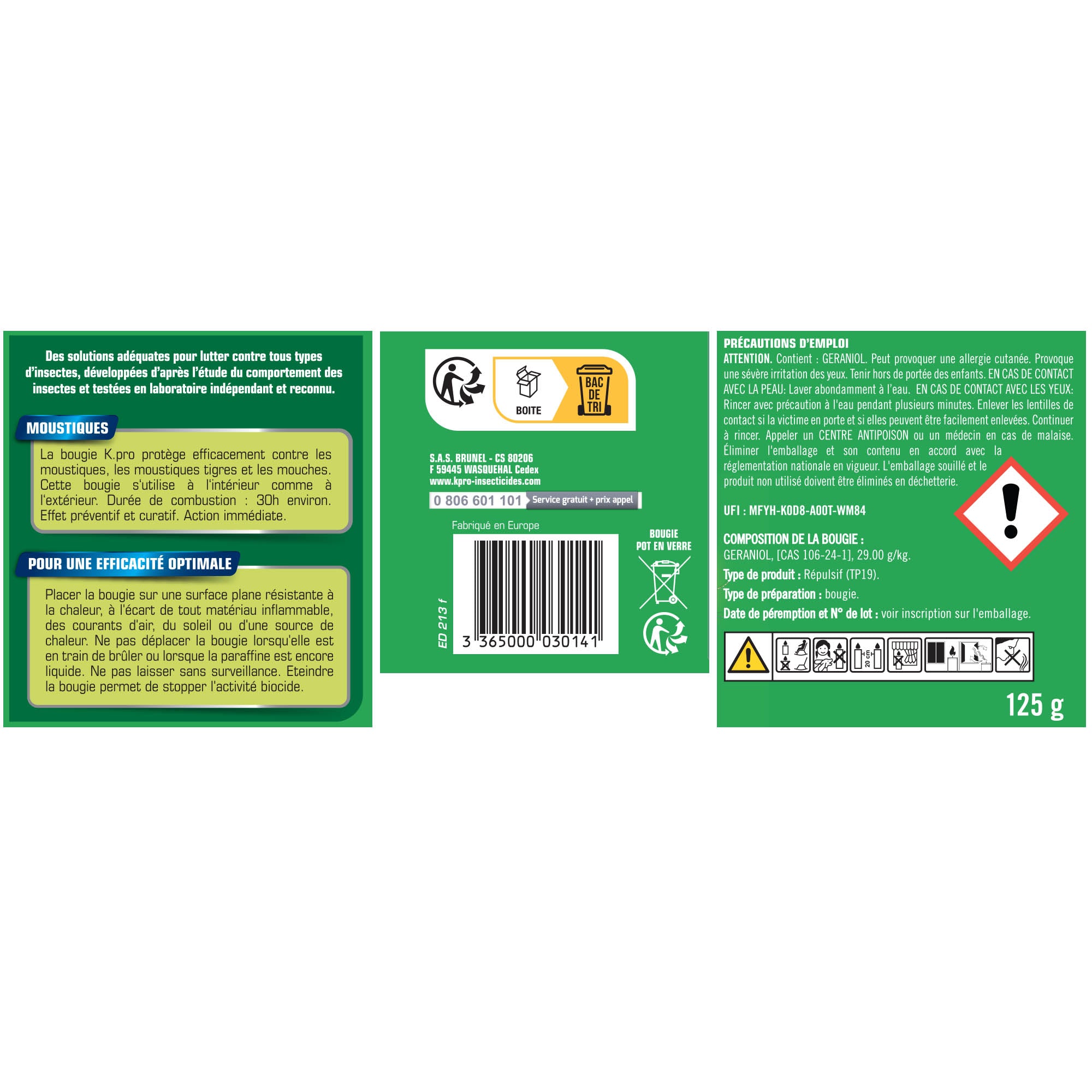 K.PRO - Bougie anti-moustiques
 90g