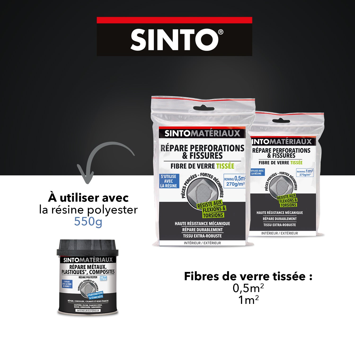 SINTO - Répare perforations (tissu fibre verre tissée 270g) 270g