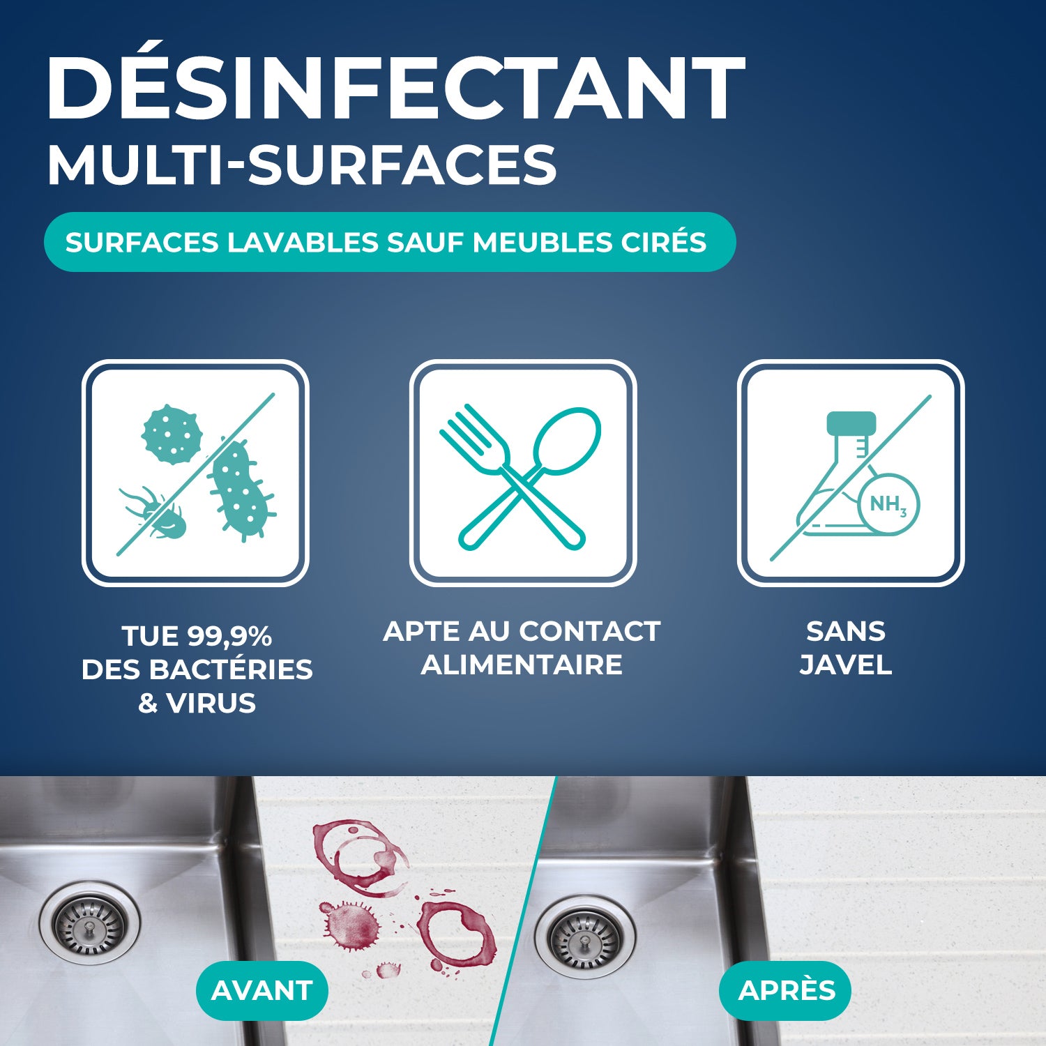 STARWAX - Désinfectant nettoyant multi-surfaces
 1L