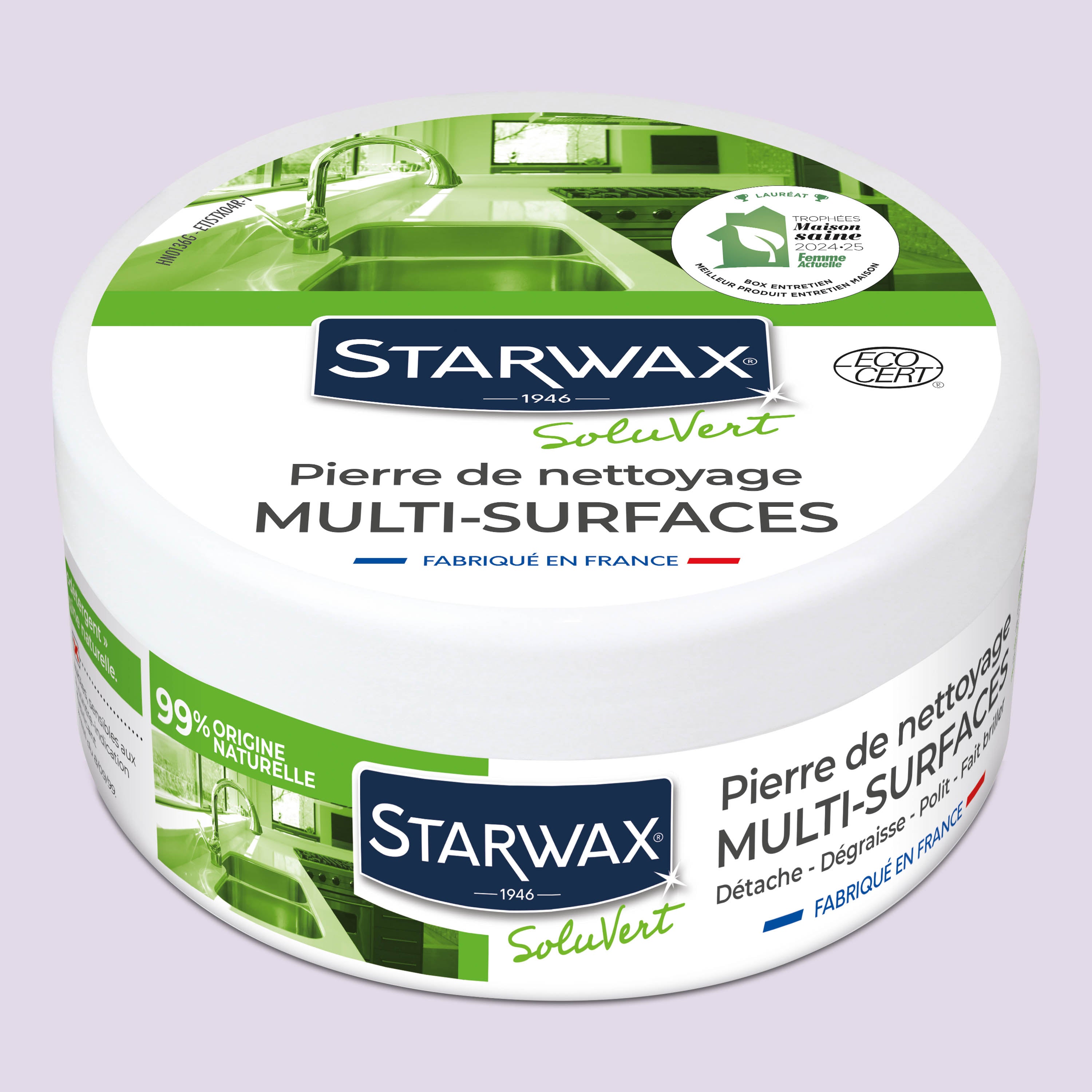 STARWAX SOLUVERT - Pierre blanche de nettoyage multi-surfaces 375g