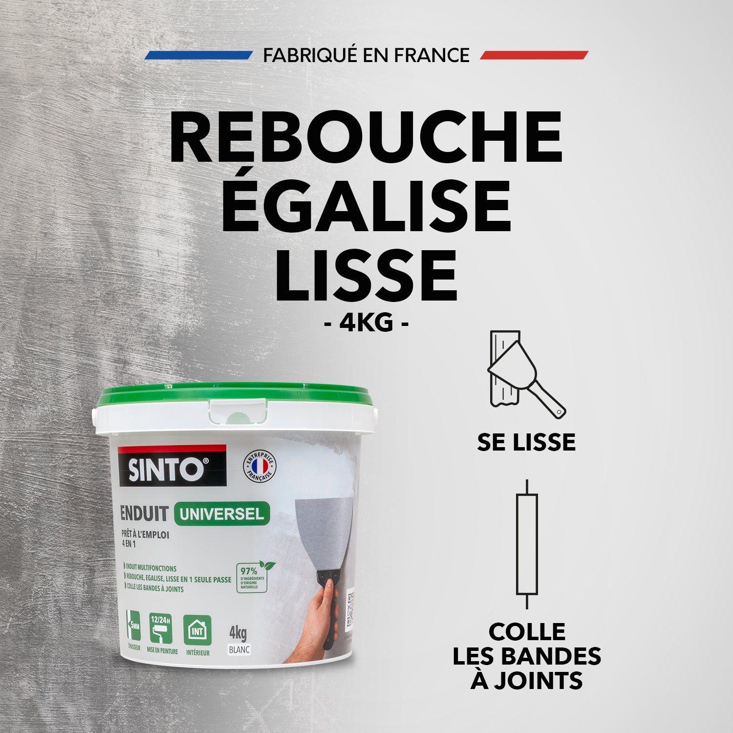 SINTO - Enduit universel pâte 330g Blanc