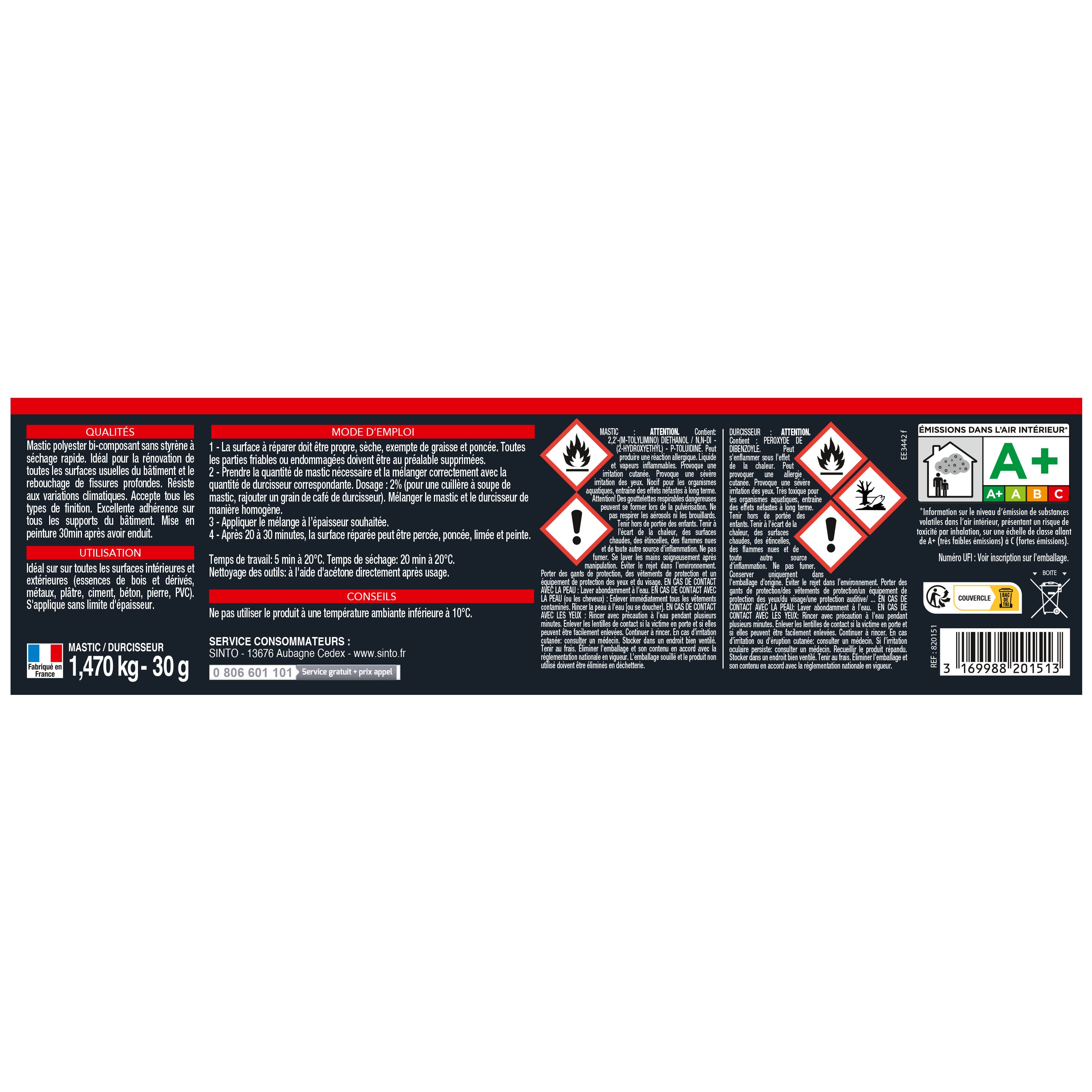 SINTO - Pâte à rénover 408g Blanc