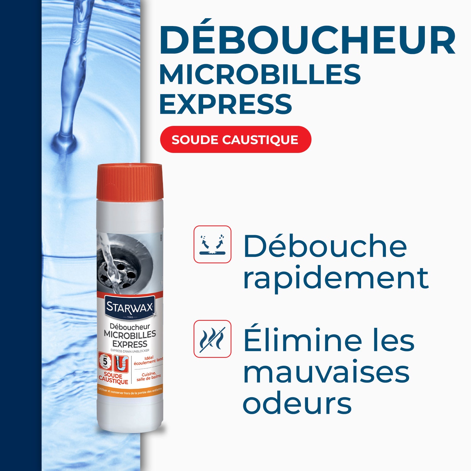 STARWAX - Déboucheur microbilles pour canalisations 500g