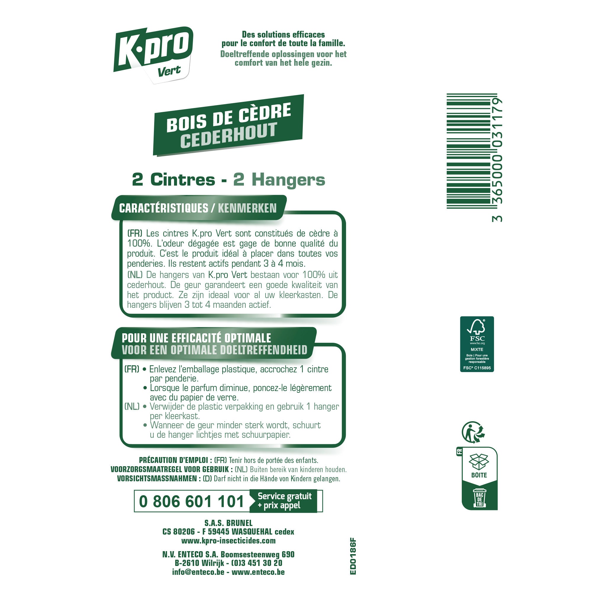 K.PRO - Cintres au bois de cèdre X2