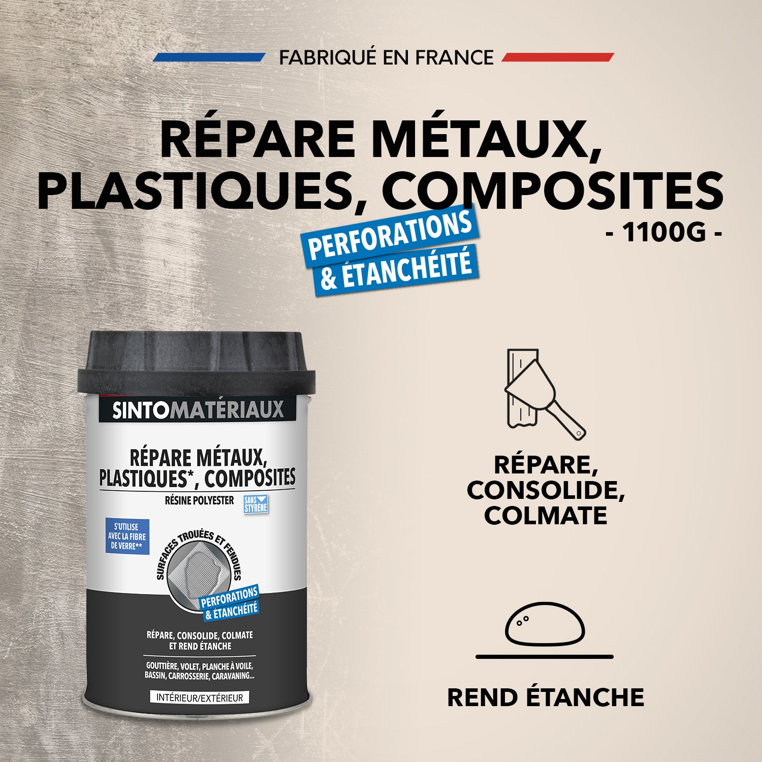 SINTO - Répare métaux, plastiques, composites 1kg