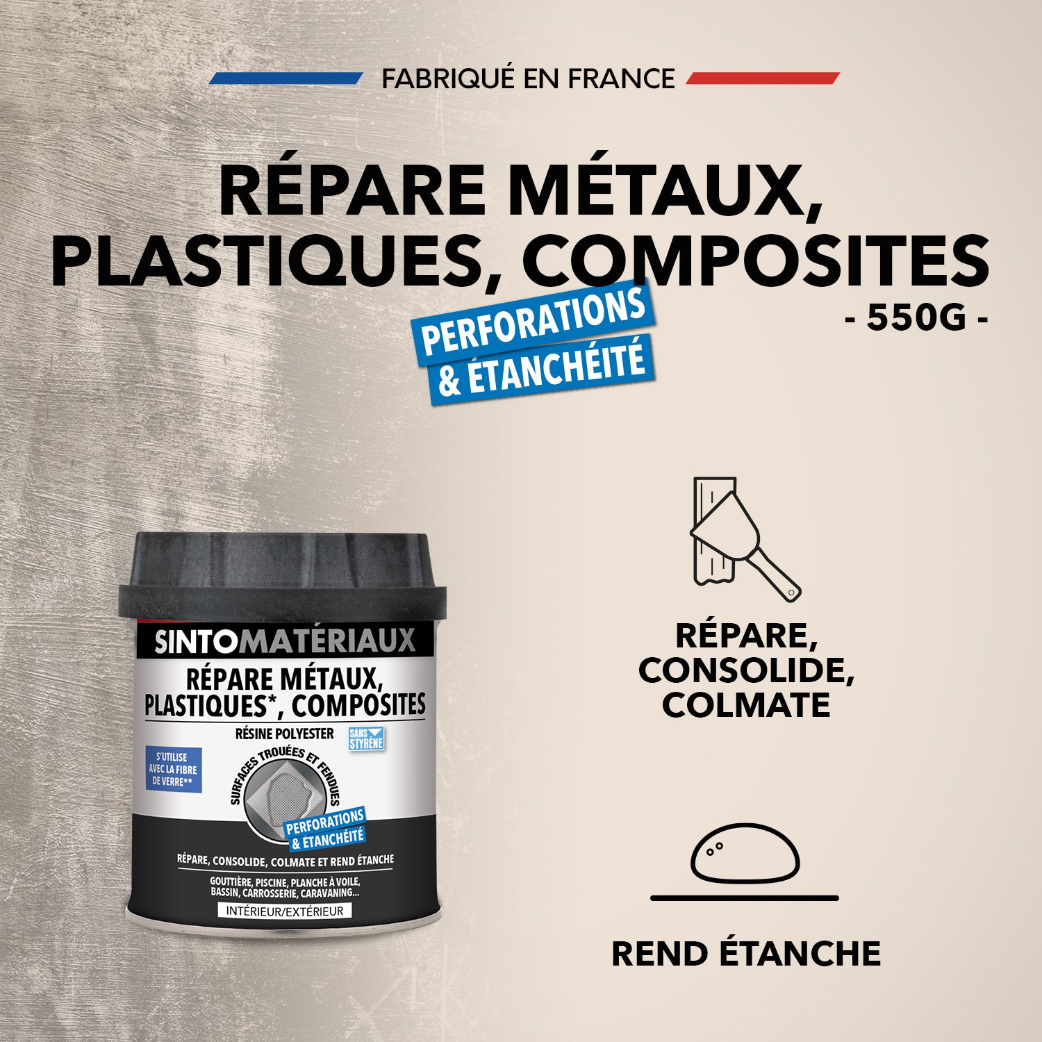 SINTO - Répare métaux, plastiques, composites 1kg