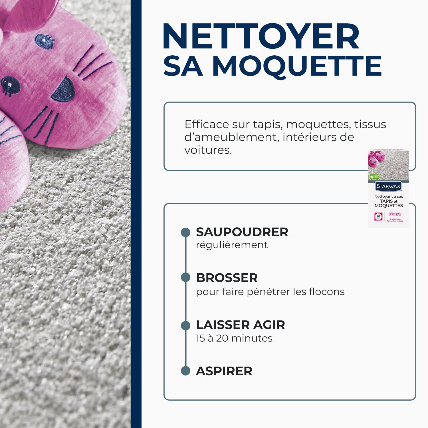 STARWAX - Nettoyant à sec pour tapis et moquettes
 500g