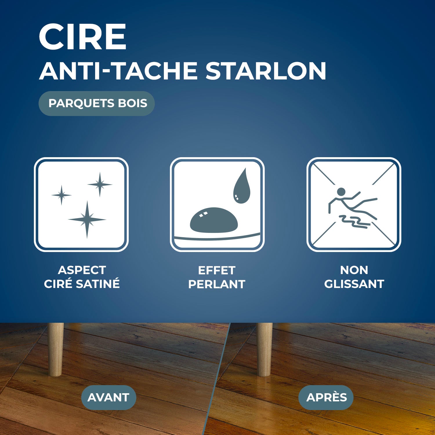 STARWAX - Cire Starlon anti-tache pour parquets cirés 1L Bois clair