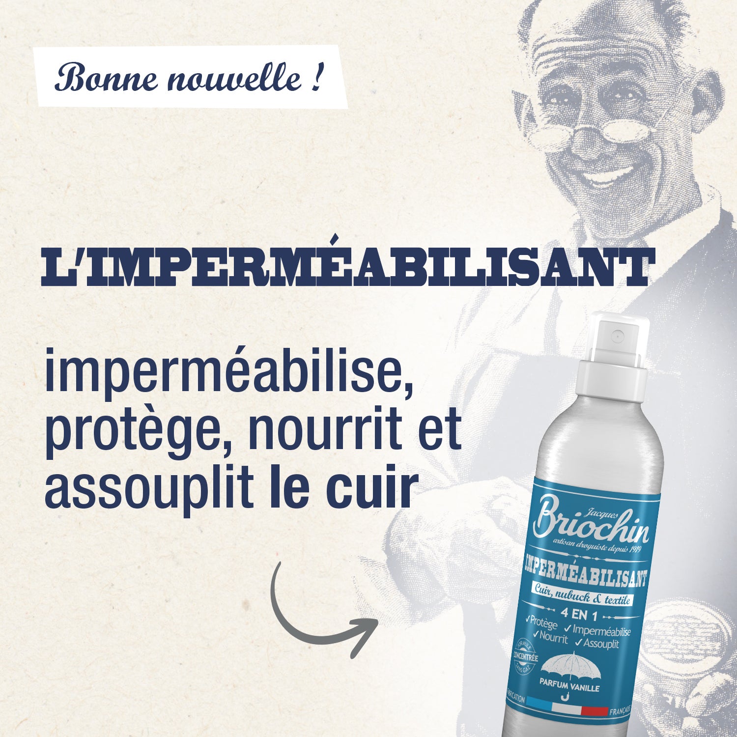JACQUES BRIOCHIN - Imperméabilisant chaussure 200ml Parfum vanille