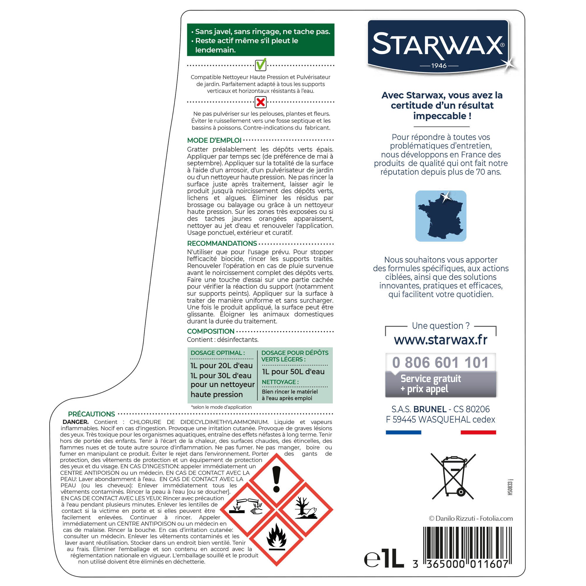 STARWAX - Destructeur de dépôts verts concentré à diluer - grandes surfaces 1L