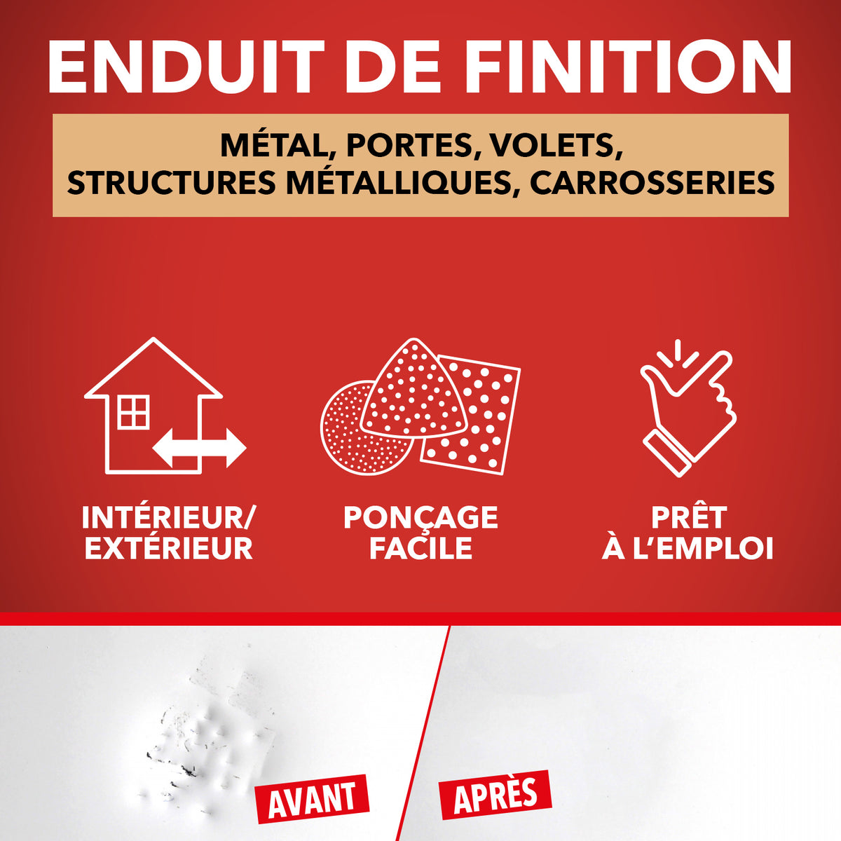 SINTO - Enduit de finition métal 90g