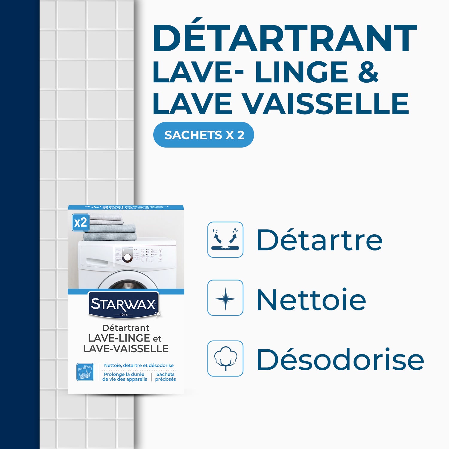 STARWAX - Détartrant pour lave-linge et lave-vaisselle 2 X 75g