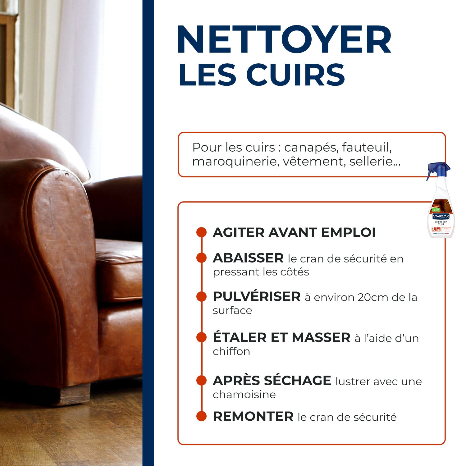 STARWAX - Lait de soin pour cuir 500ml Incolore