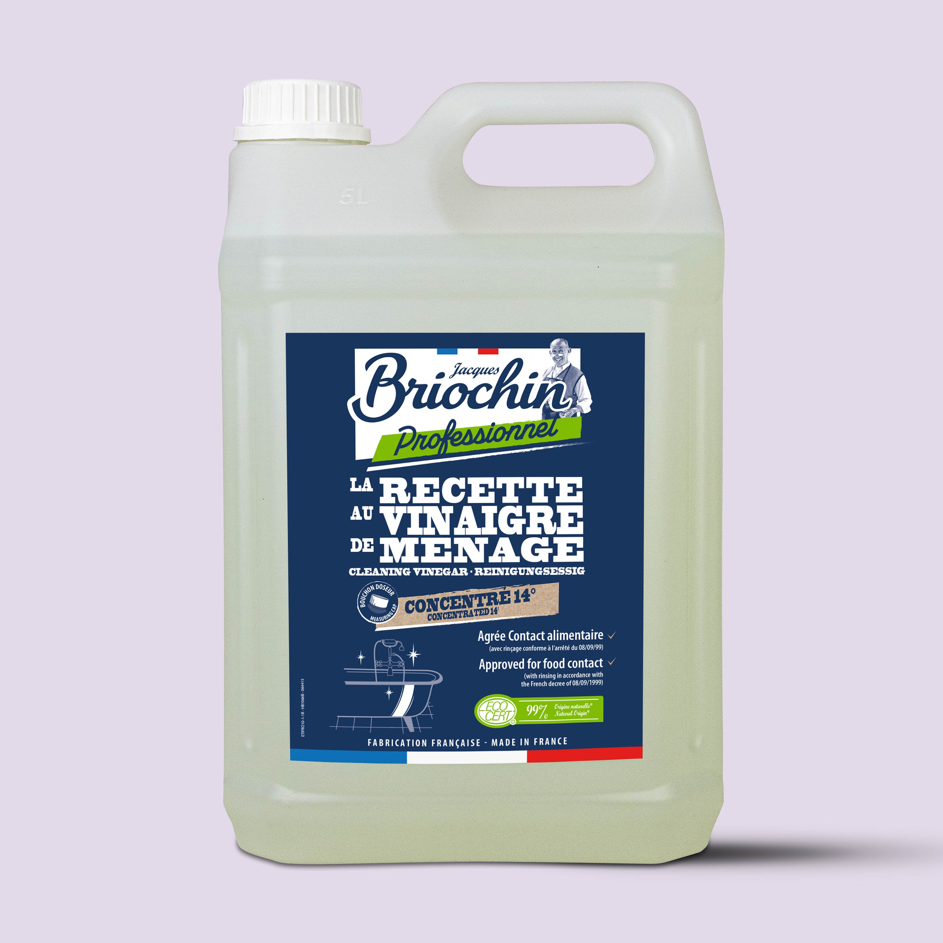 JACQUES BRIOCHIN PRO - Le vinaigre blanc de ménage Ecocert 5L Sans parfum