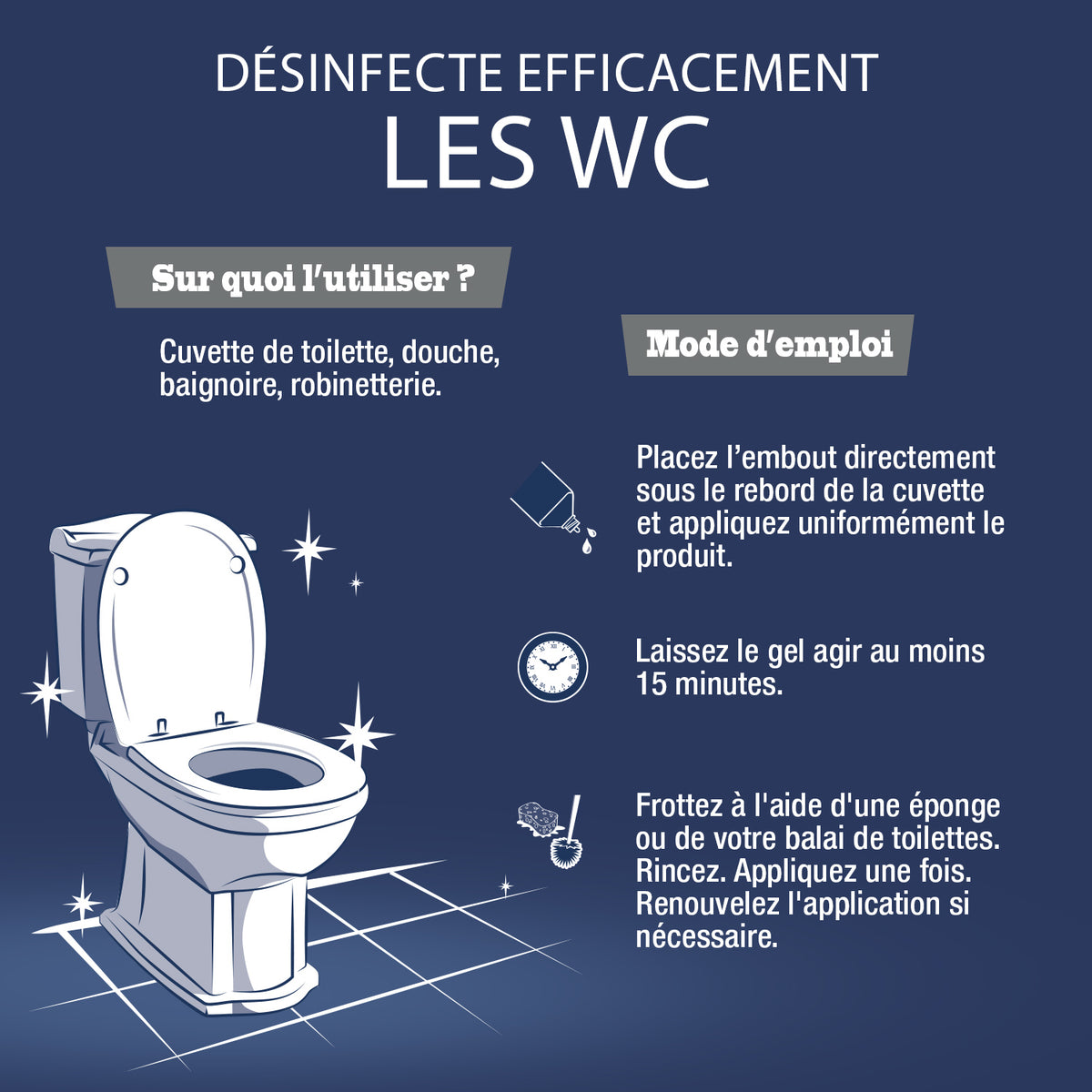 Lot de 6 Gel WC au vinaigre de ménage