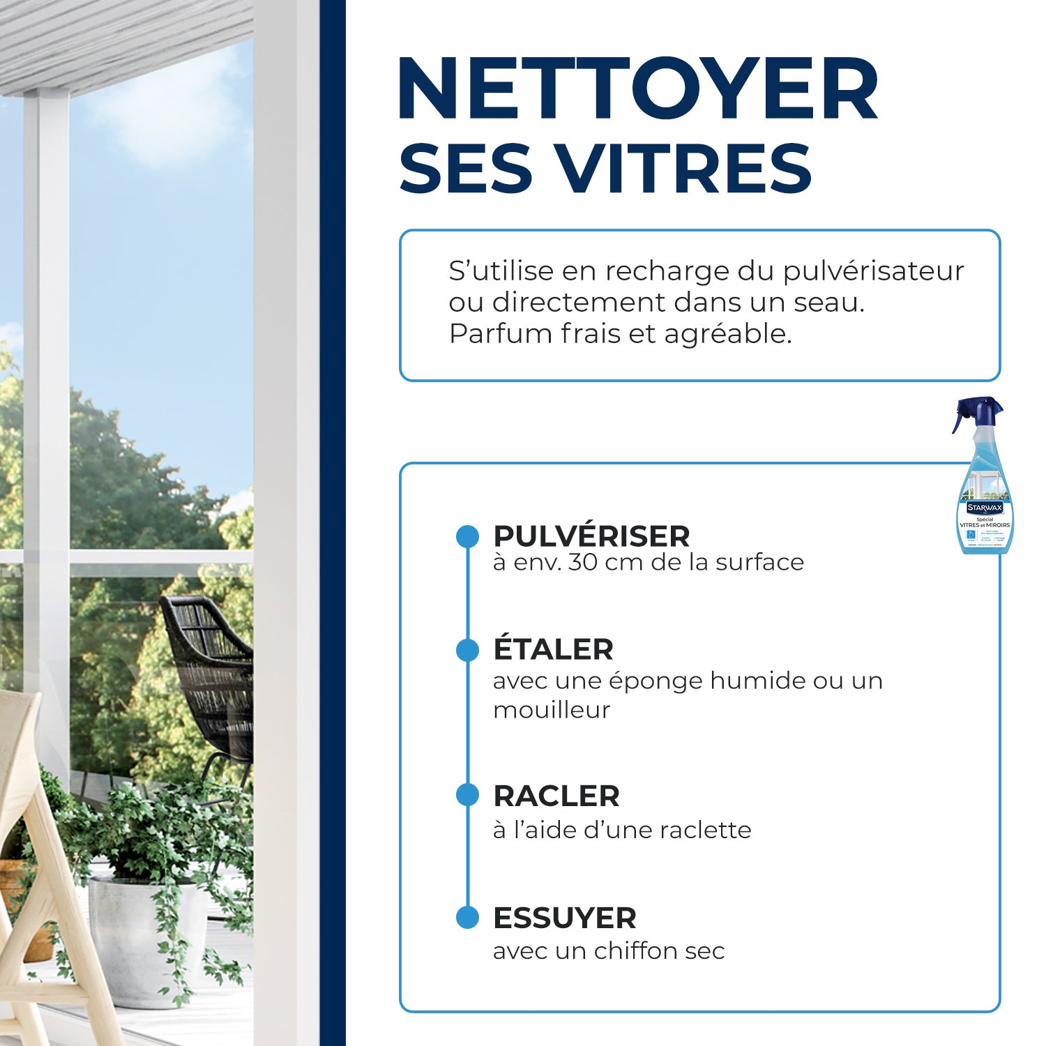 STARWAX - Nettoyant spécial vitres et miroirs
 500ml Parfum verveine citron (parfum de synthèse)