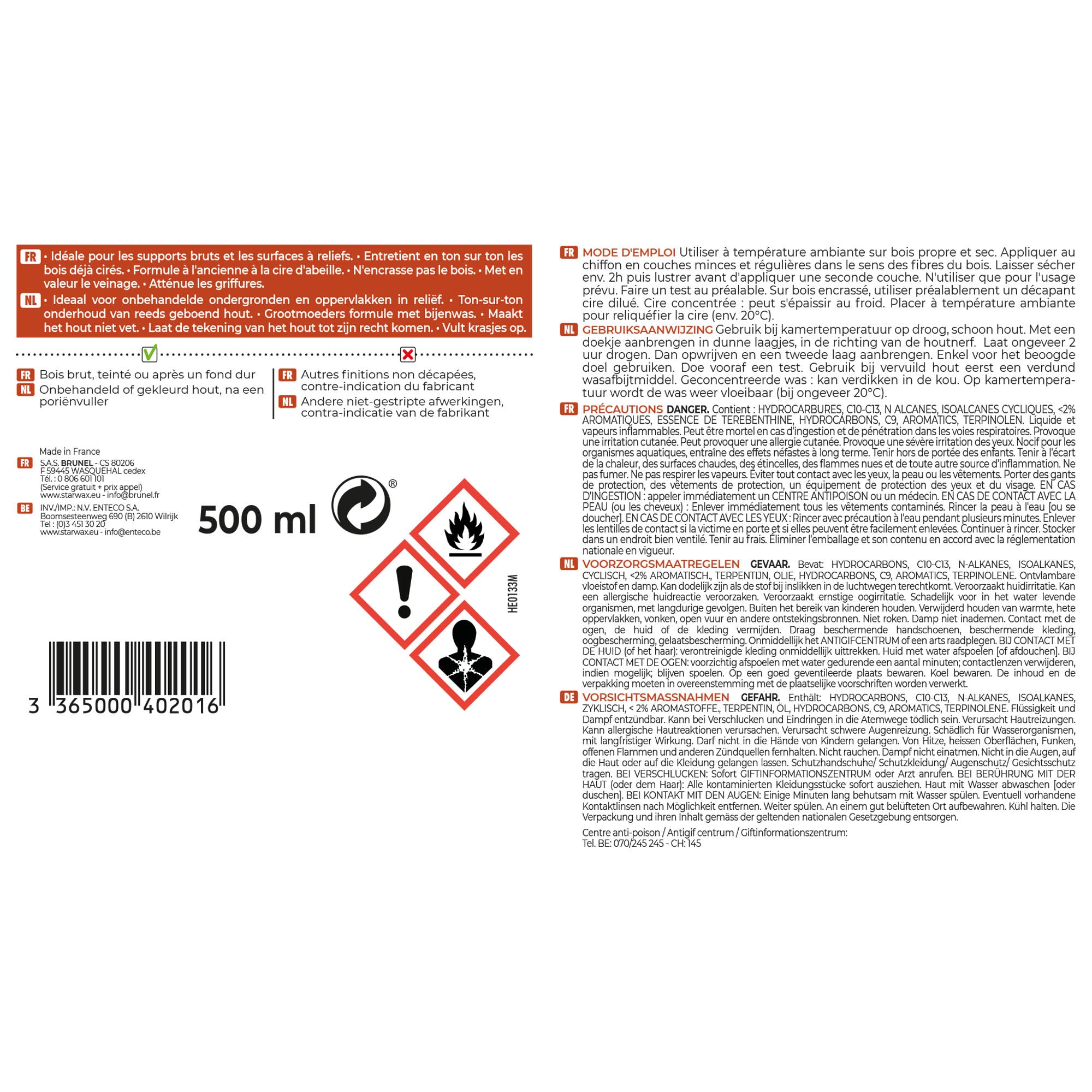 STARWAX - Cire antiquaire liquide pour bois cirés 500ml Incolore