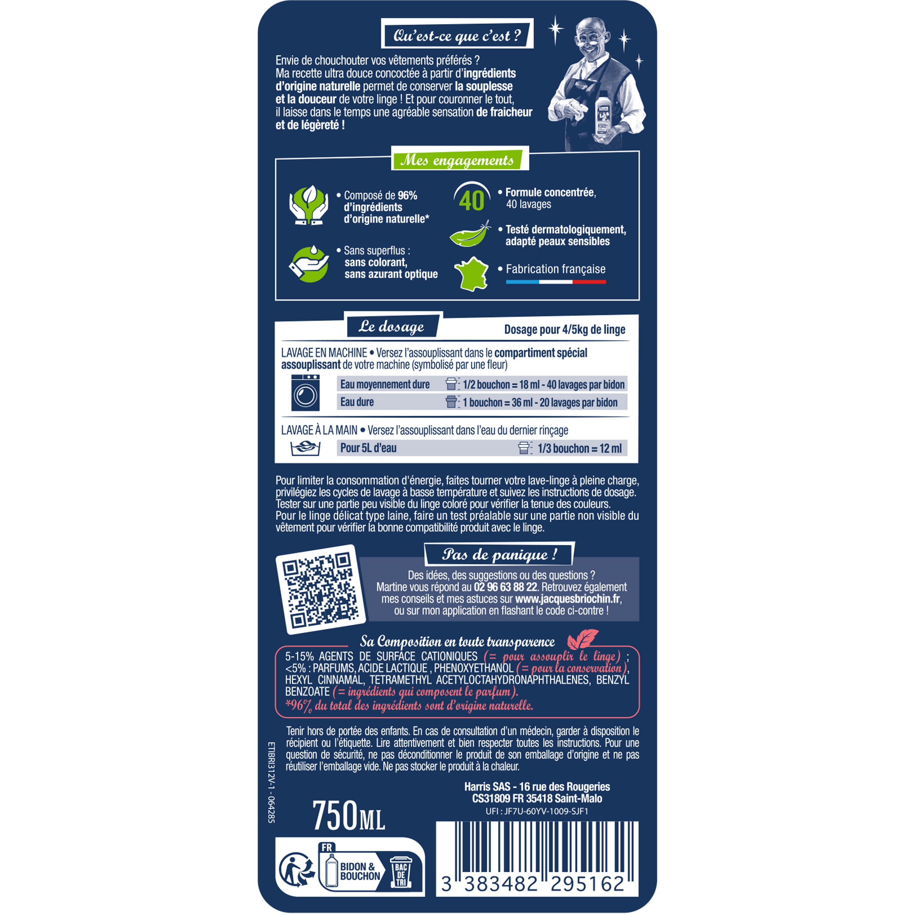 JACQUES BRIOCHIN - Adoucissant bouquet floral 750ml Bouquet Floral