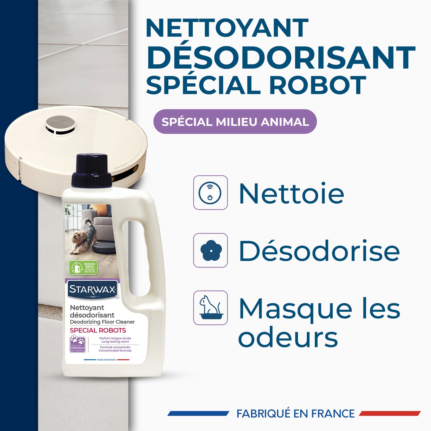 STARWAX - Nettoyant désodorisant Spécial Robot 1L Parfum longue durée